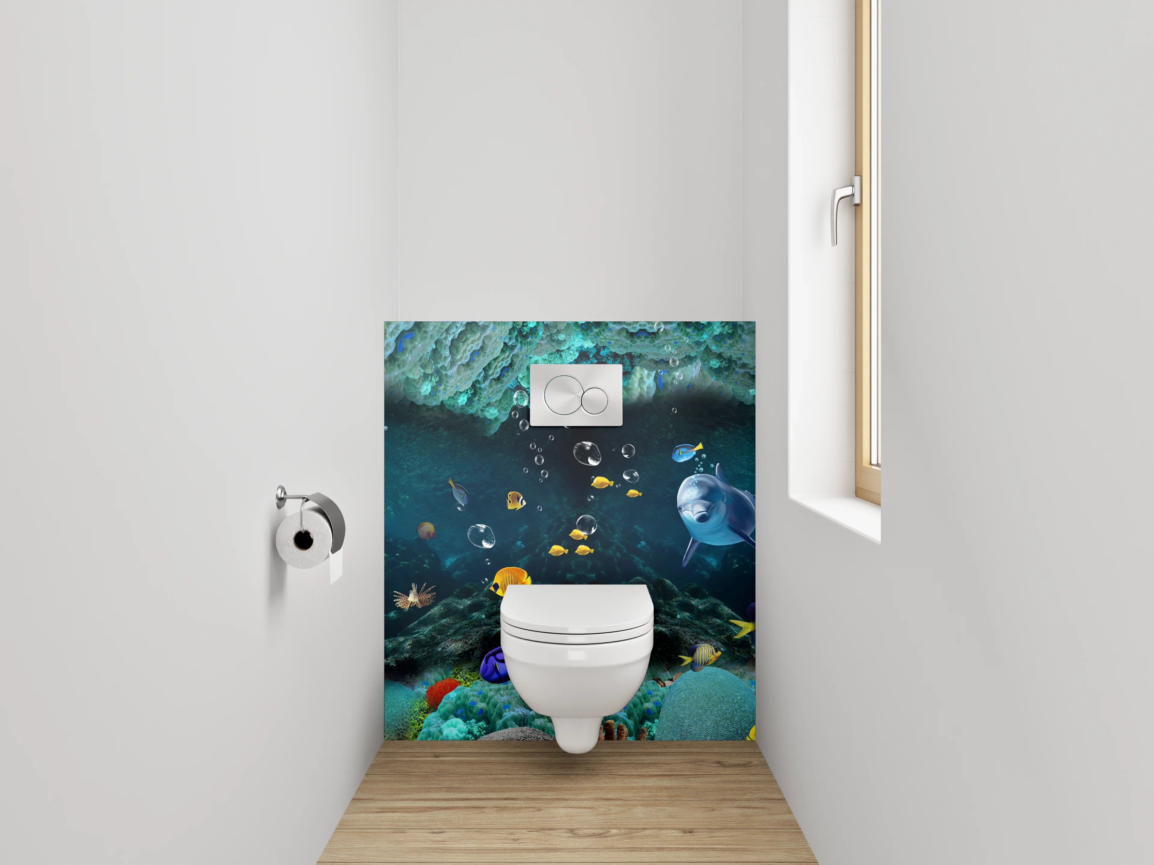 WC-Rückwand - Unterwasserwelt Delfine & Fische