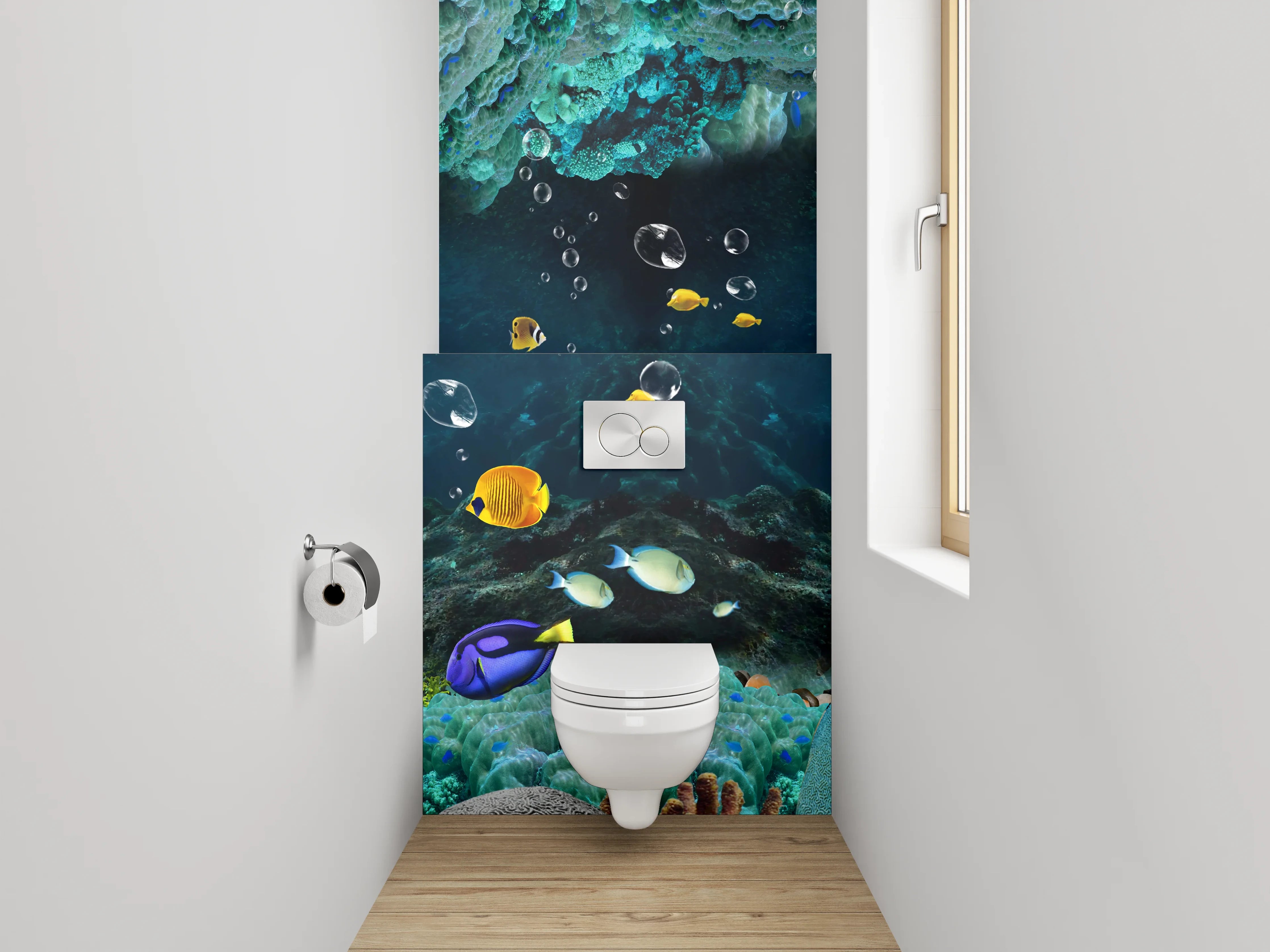 WC-Rückwand - Unterwasserwelt Delfine & Fische