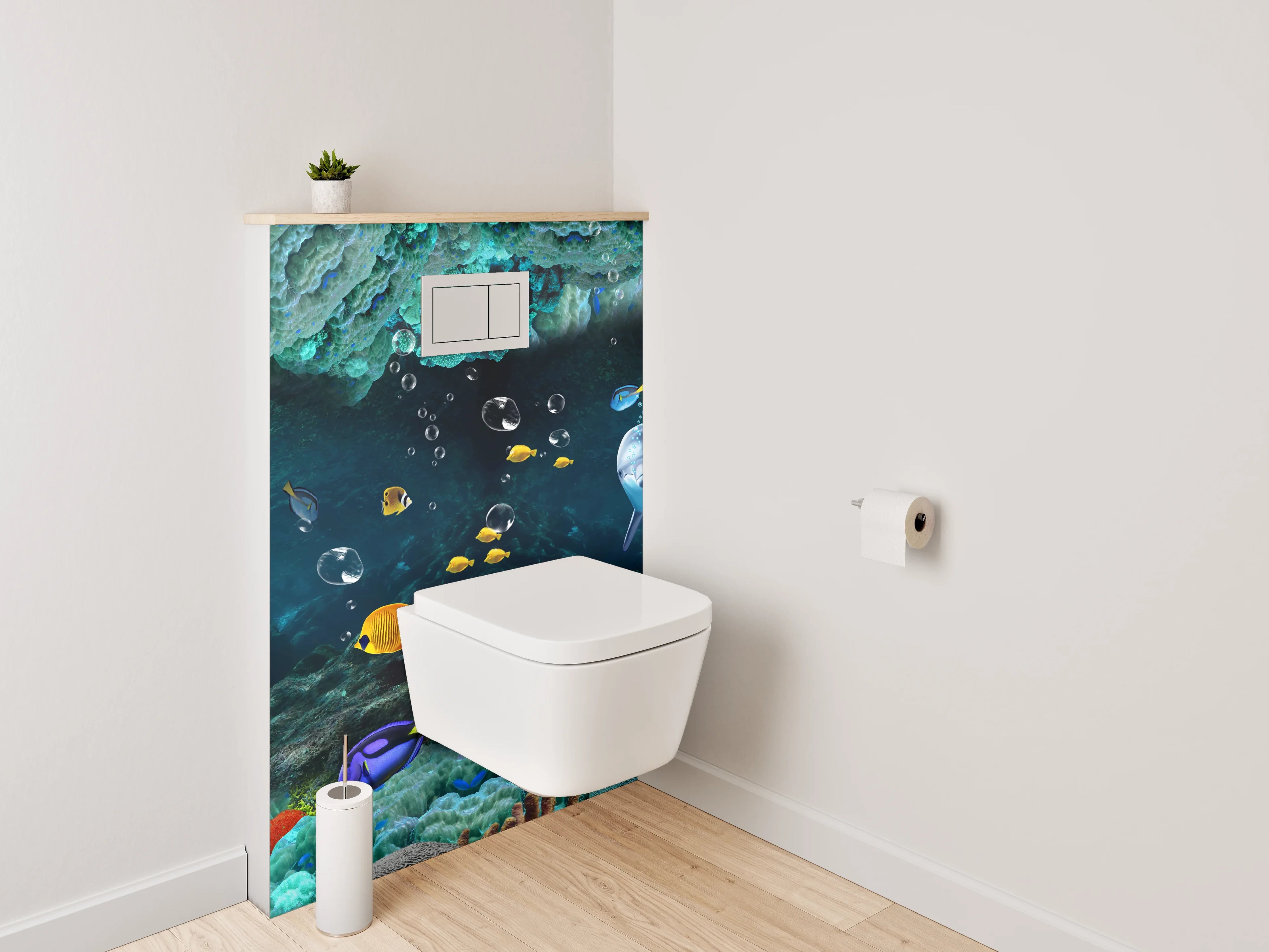 WC-Rückwand - Unterwasserwelt Delfine & Fische