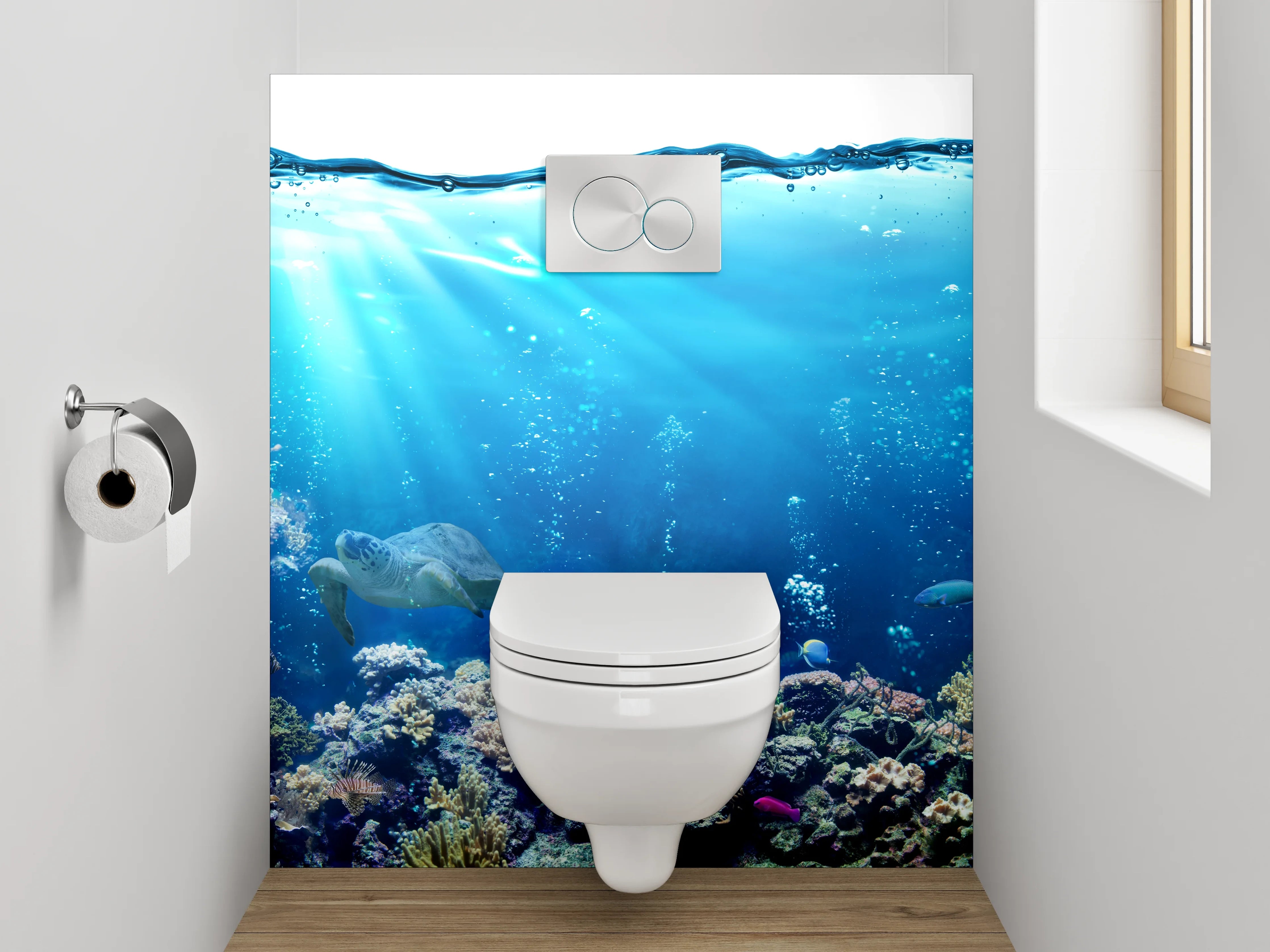 WC-Rückwand - Unterwasserwelt Korallen und Fische