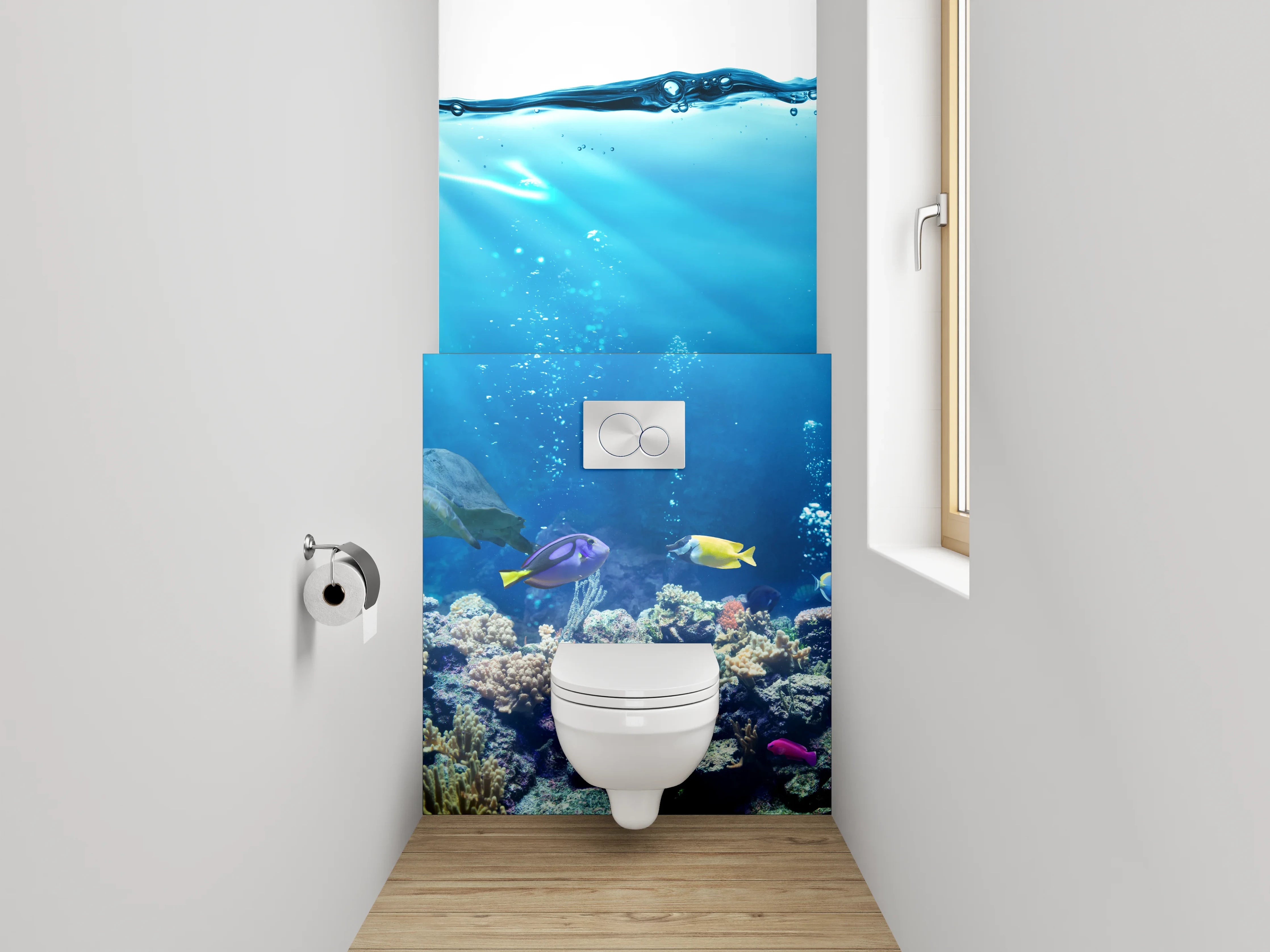 WC-Rückwand - Unterwasserwelt Korallen und Fische