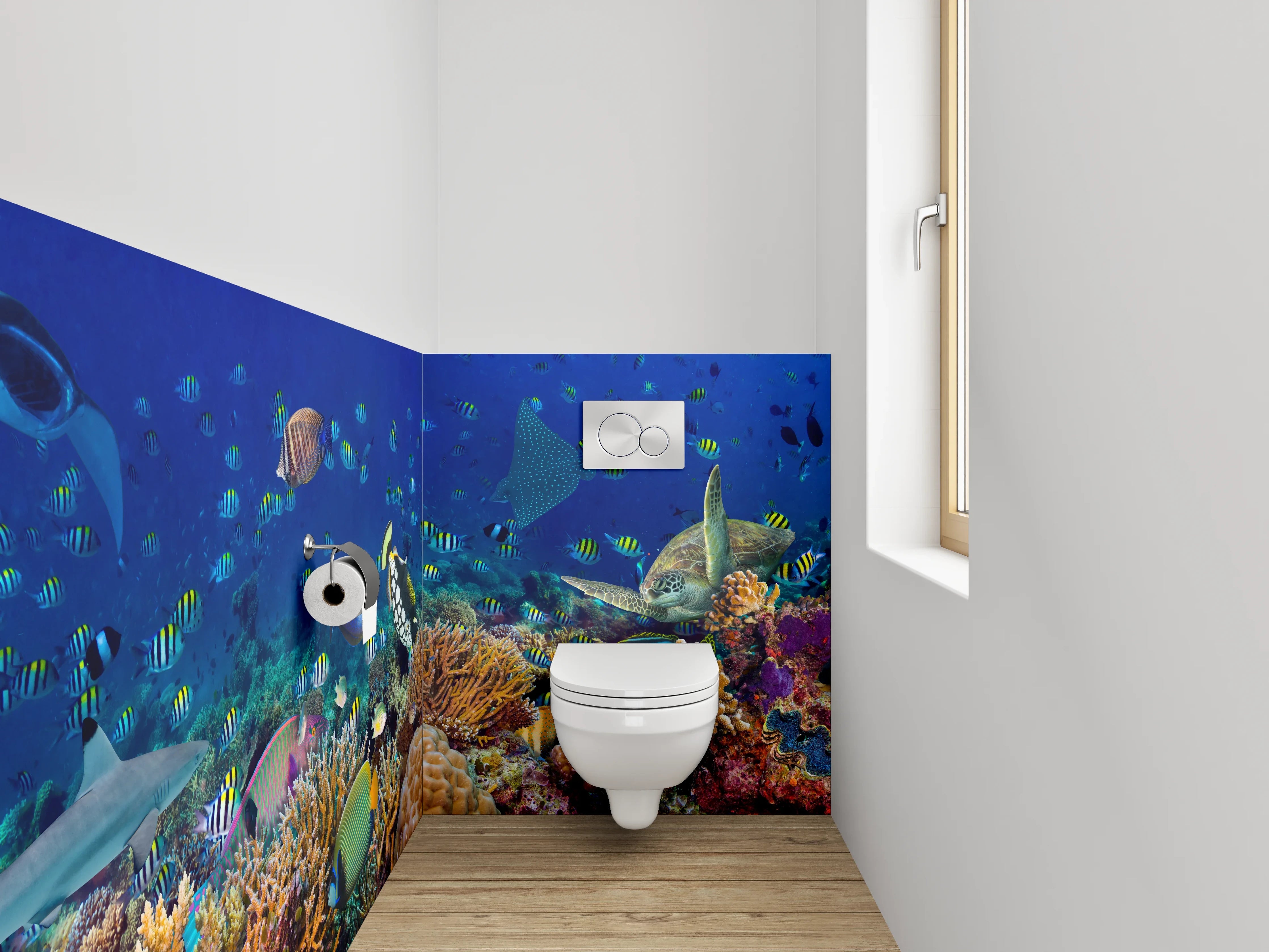 WC-Rückwand - Unterwasserwelt Korallenriff Fische Meer
