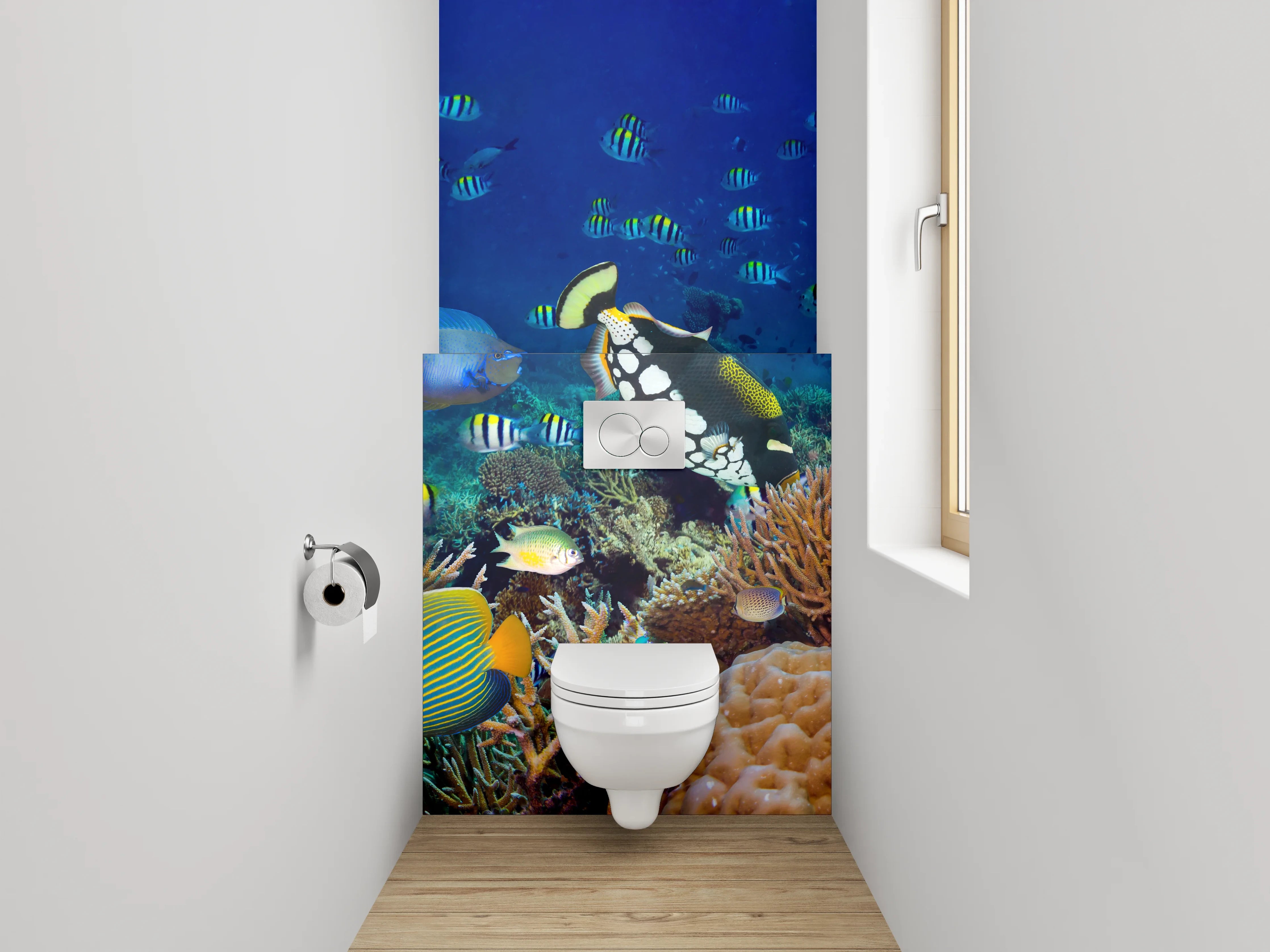 WC-Rückwand - Unterwasserwelt Korallenriff Fische Meer