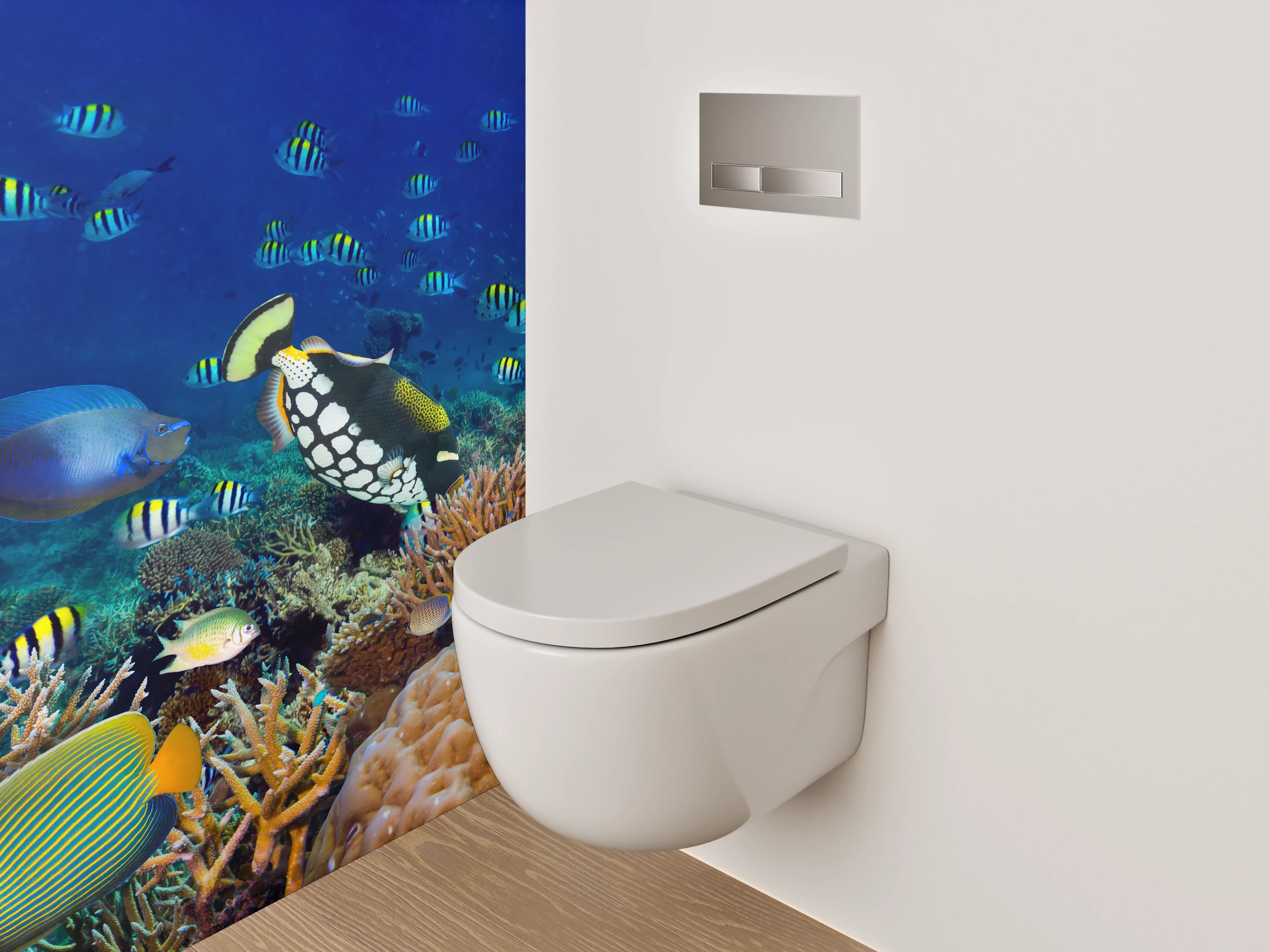 WC-Rückwand - Unterwasserwelt Korallenriff Fische Meer