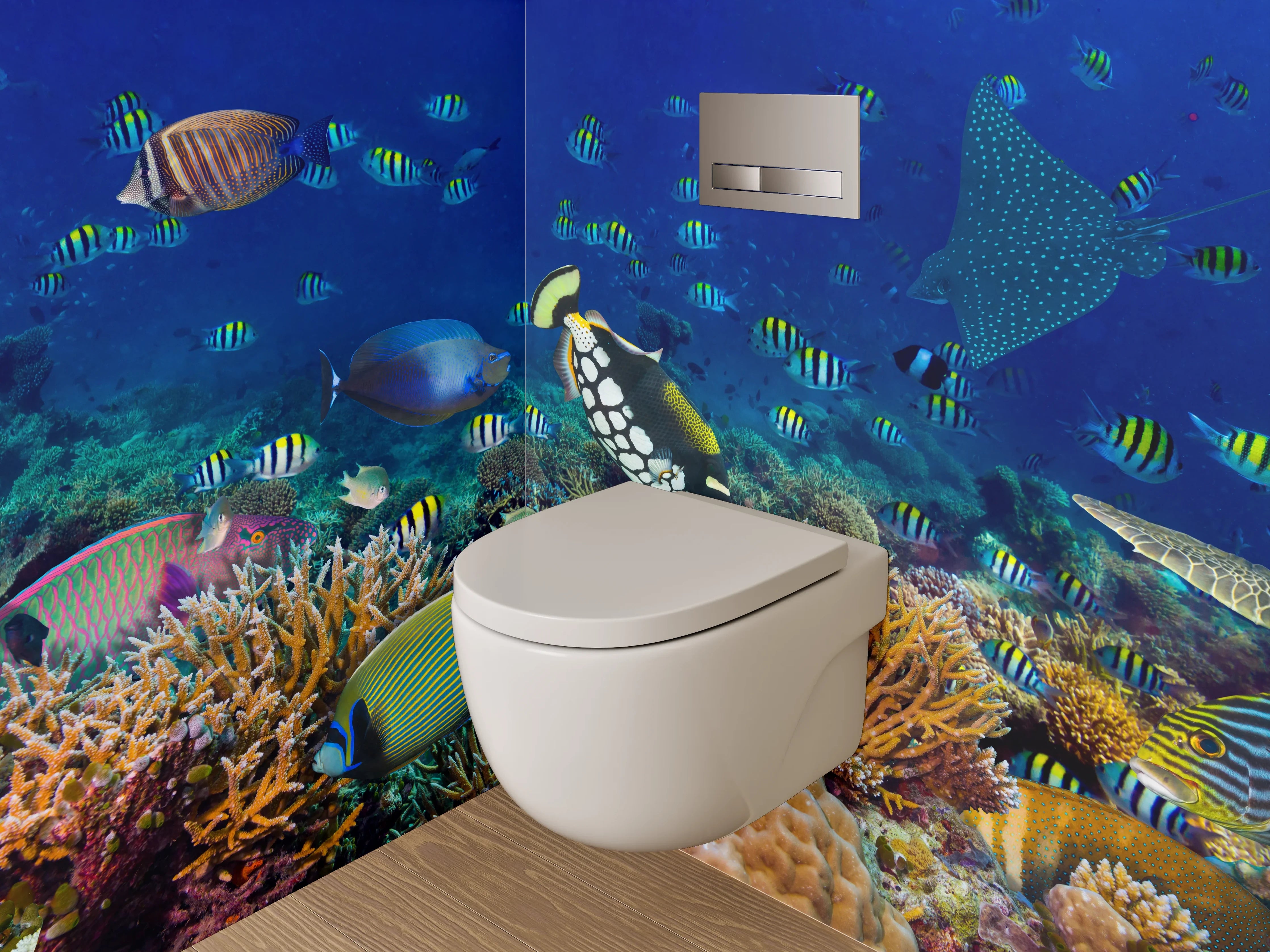 WC-Rückwand - Unterwasserwelt Korallenriff Fische Meer