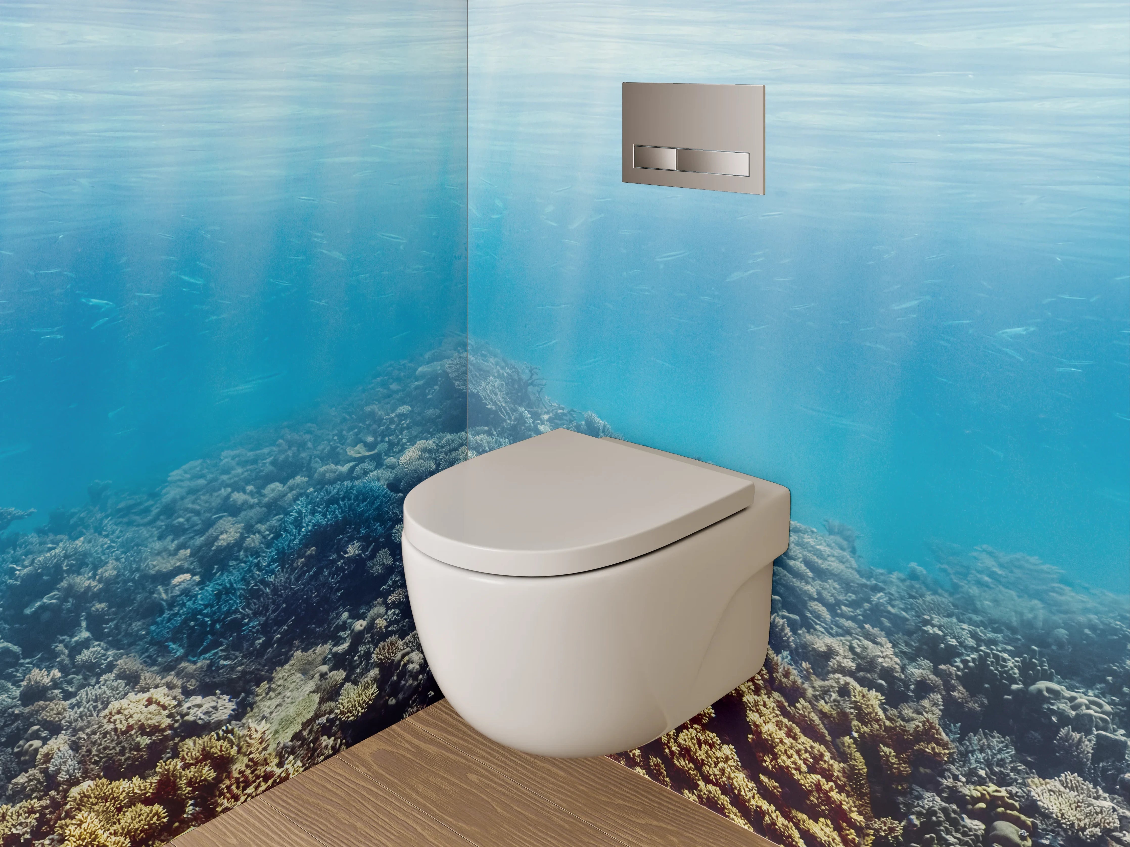 WC-Rückwand - Unterwasserwelt Korallenriff Panorama