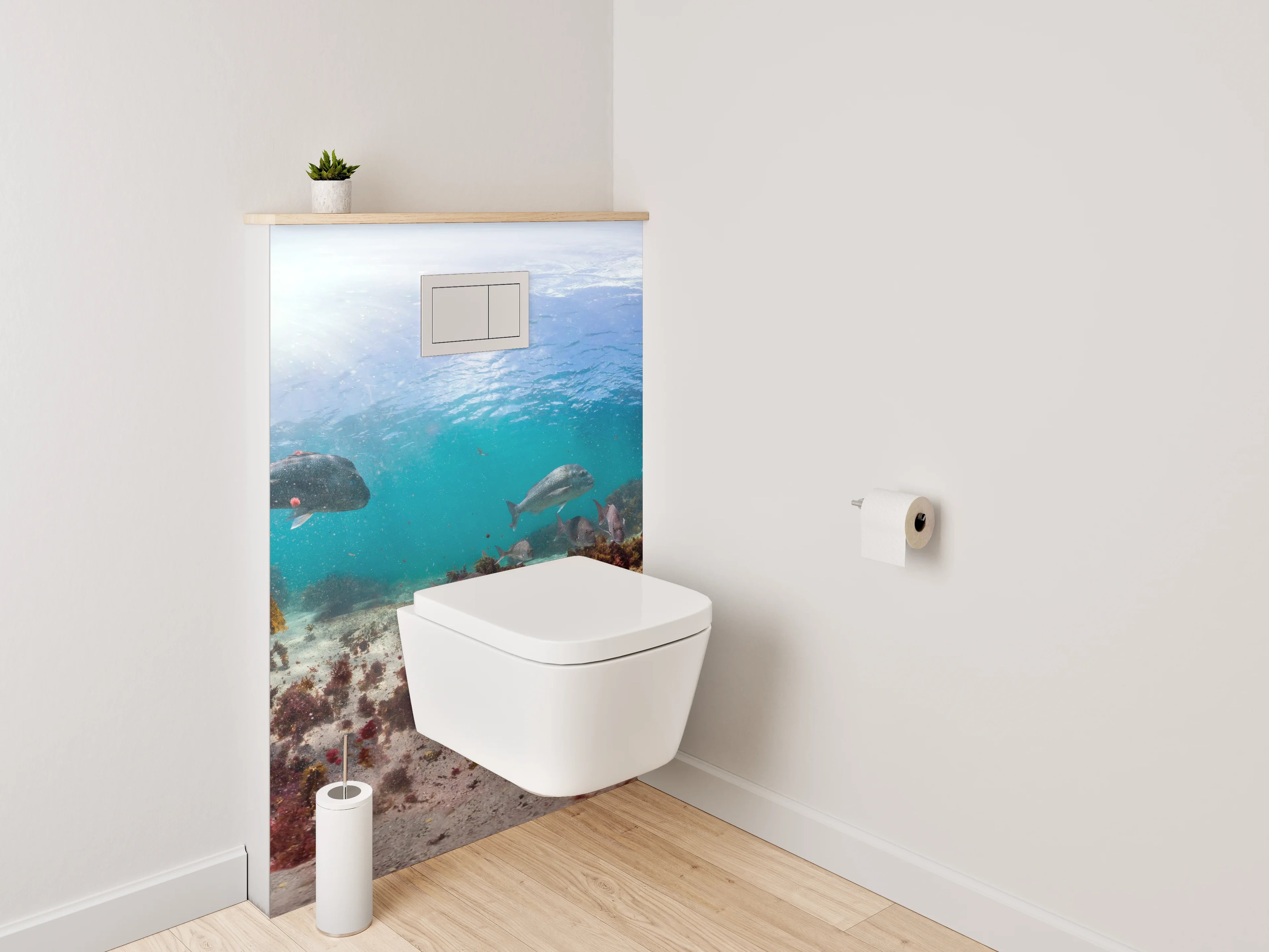 WC-Rückwand - Unterwasserwelt Panorama mit bunten Fischen