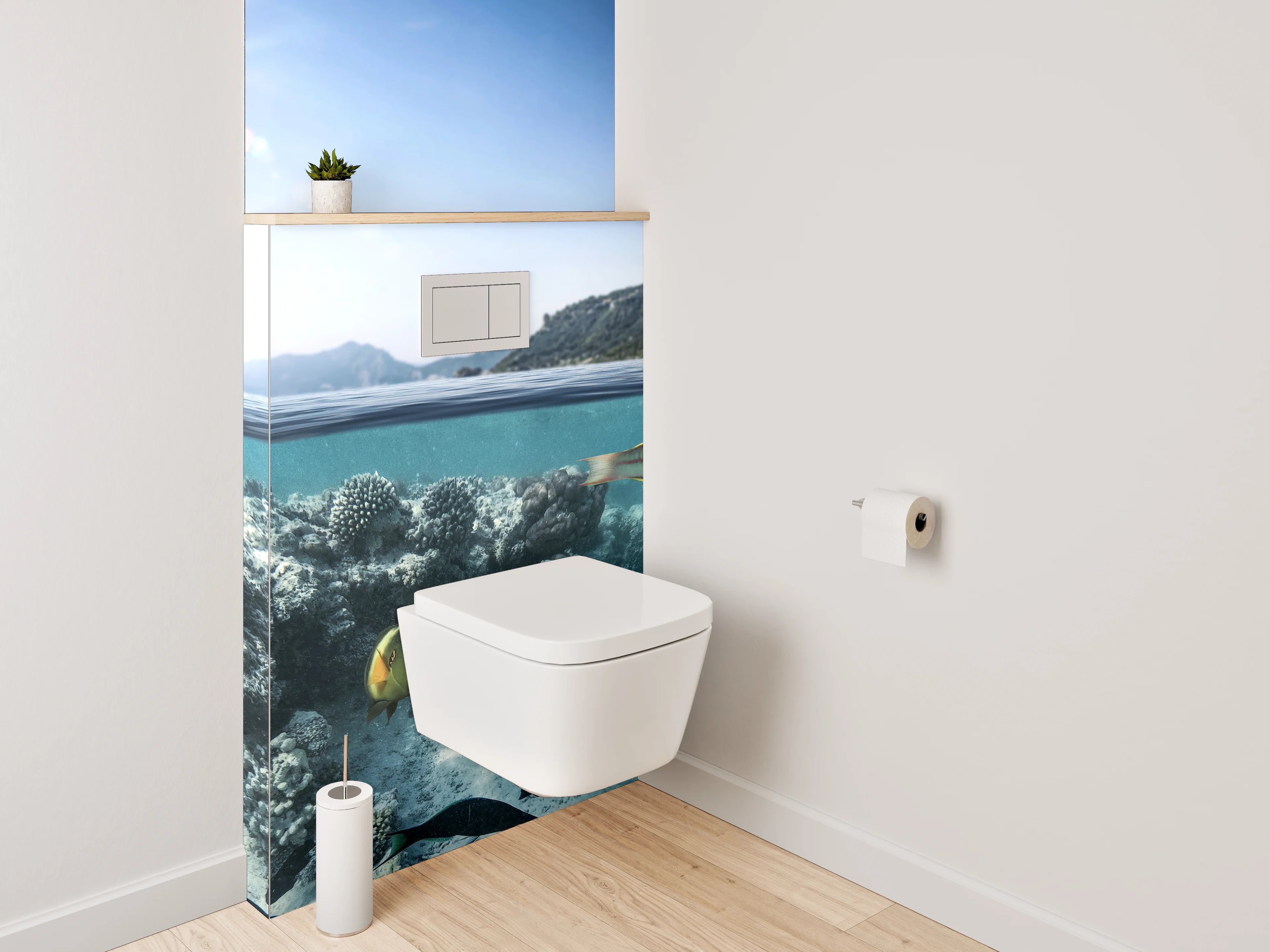 WC-Rückwand - Unterwasserwelt mit Korallen und Fischen