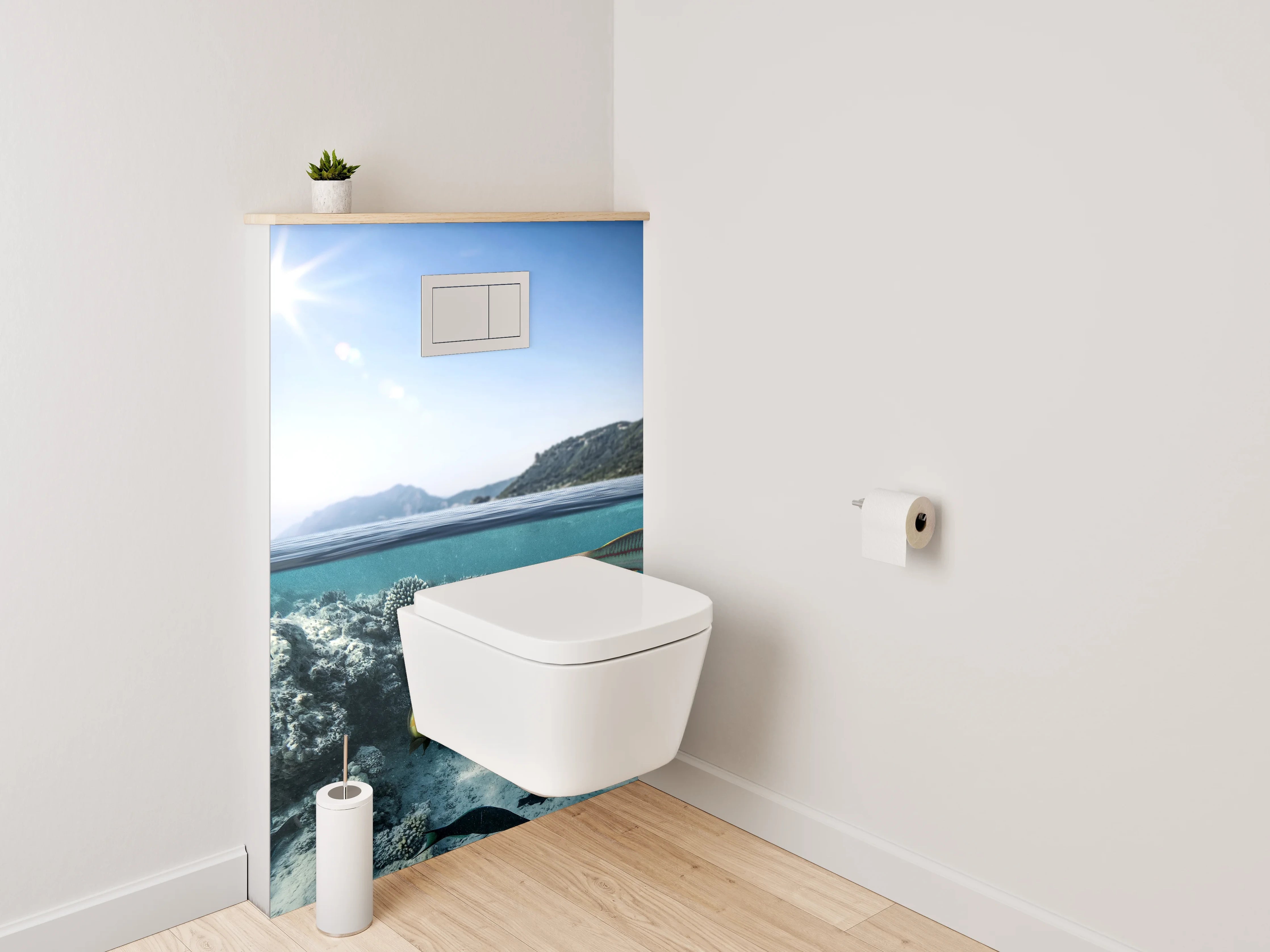 WC-Rückwand - Unterwasserwelt mit Korallen und Fischen