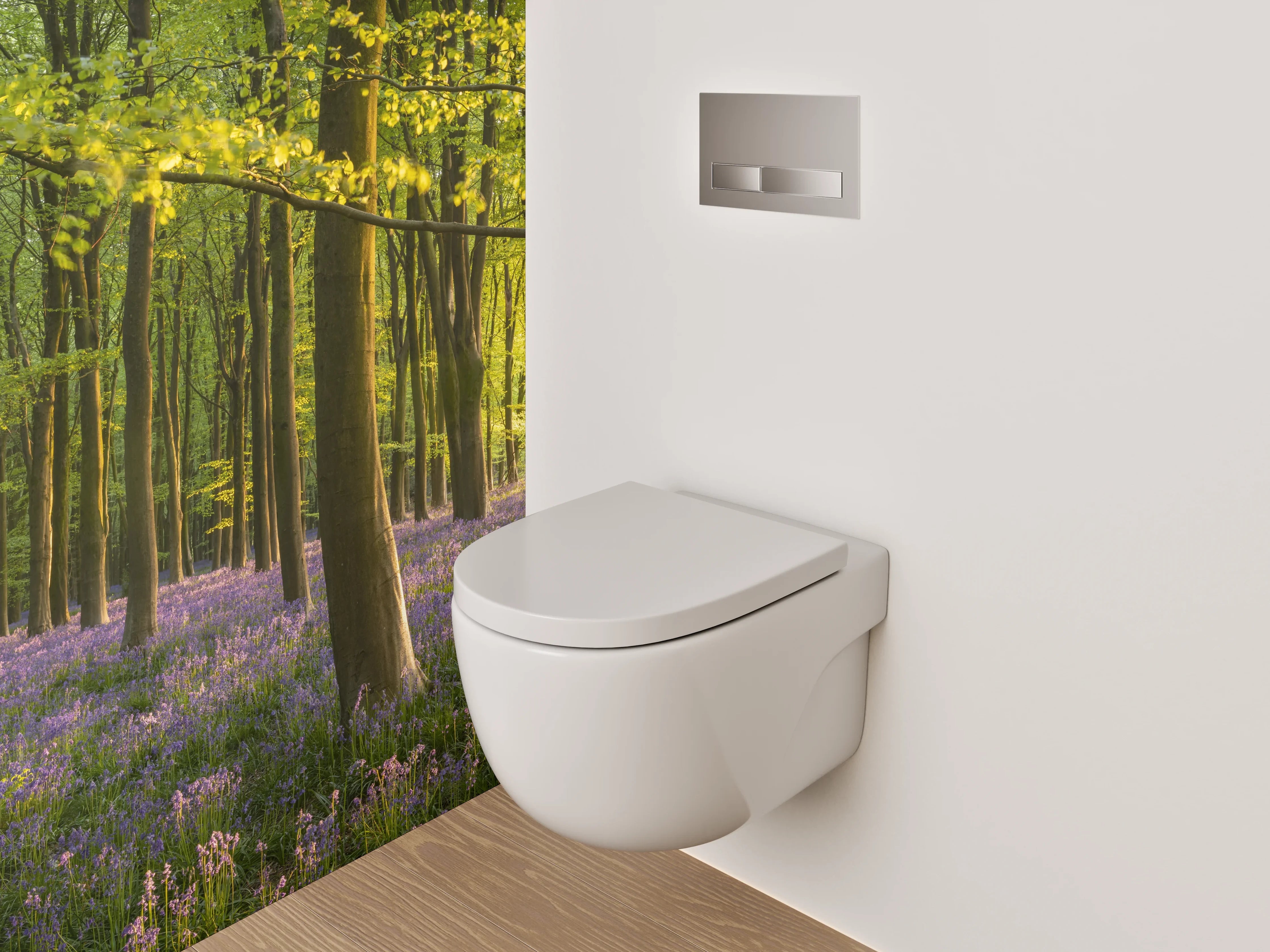 WC-Rückwand - Verträumter Frühlingswald mit Blütenmeer