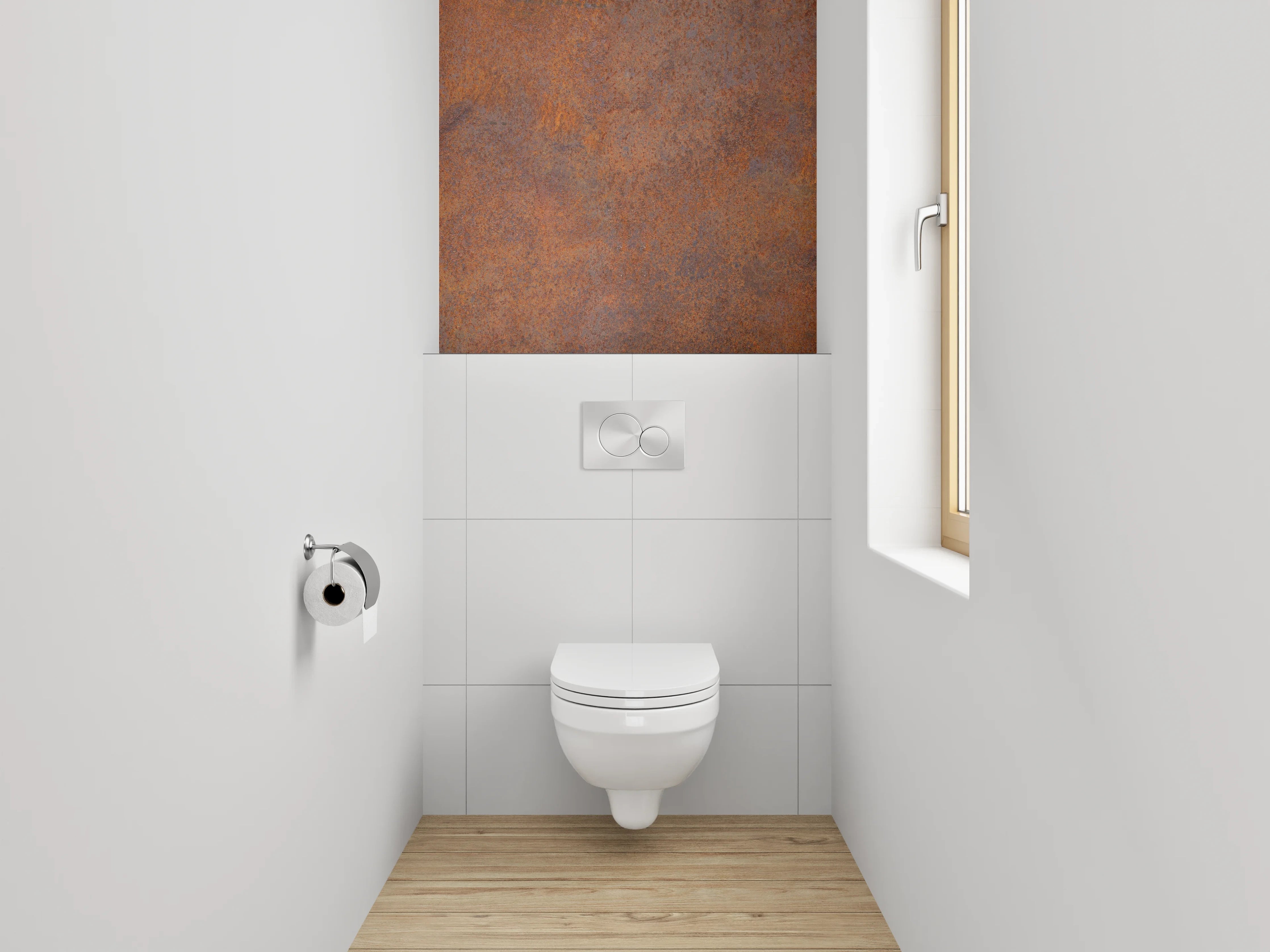 WC-Rückwand - Verwitterte Grautöne in Weiß