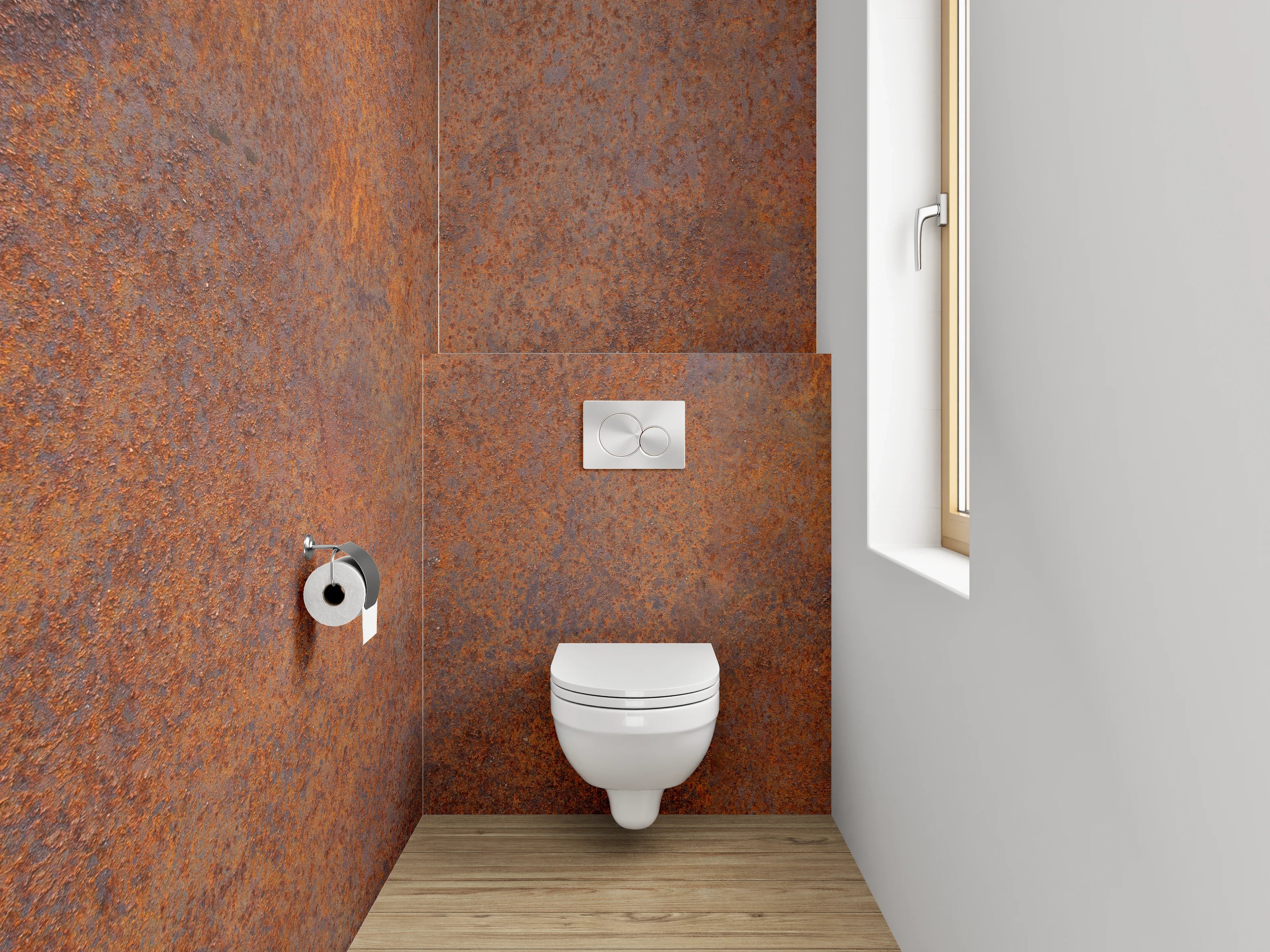 WC-Rückwand - Verwitterte Grautöne in Weiß