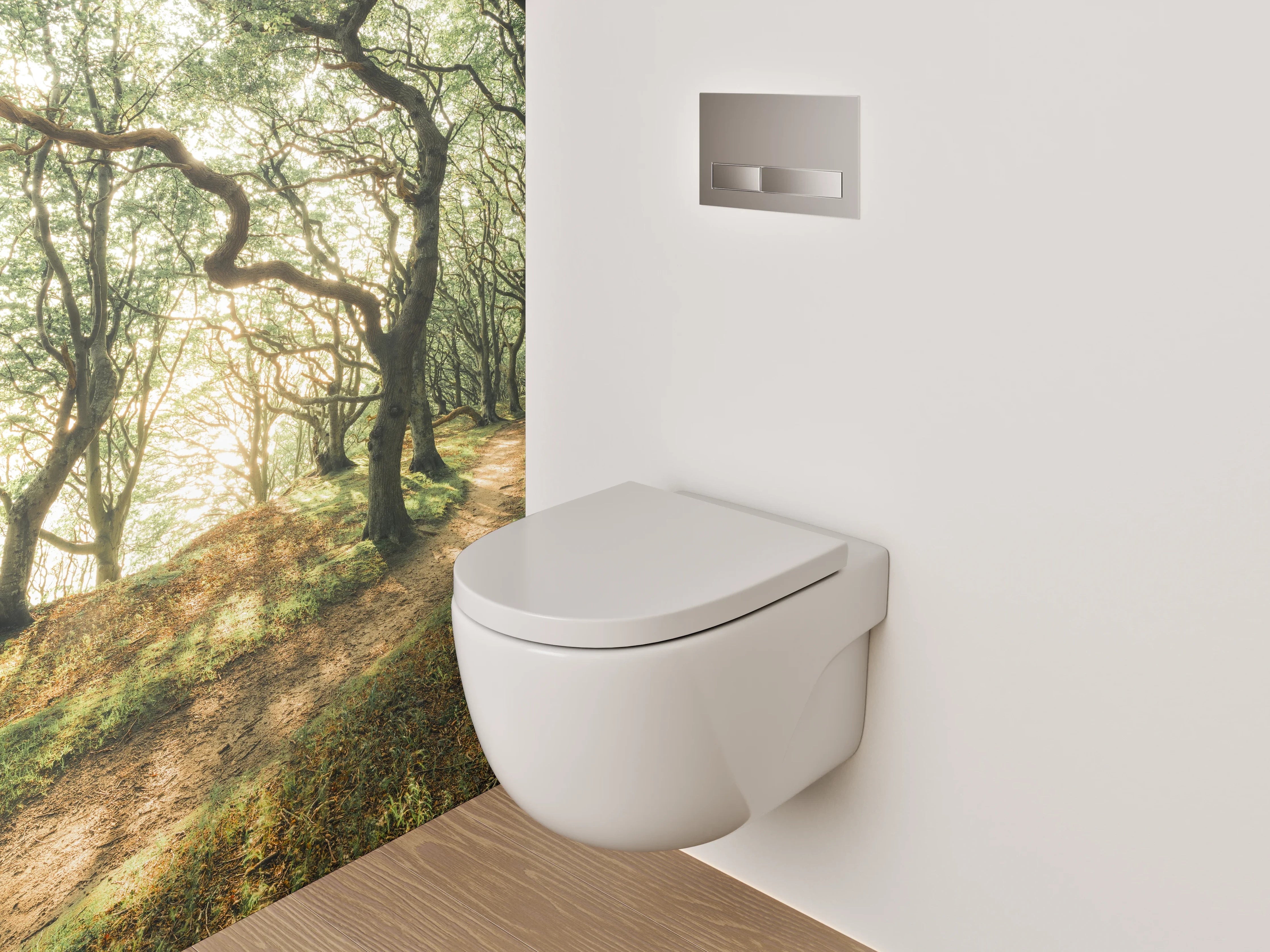 WC-Rückwand - Verzauberter Morgenwald Sonnenlicht