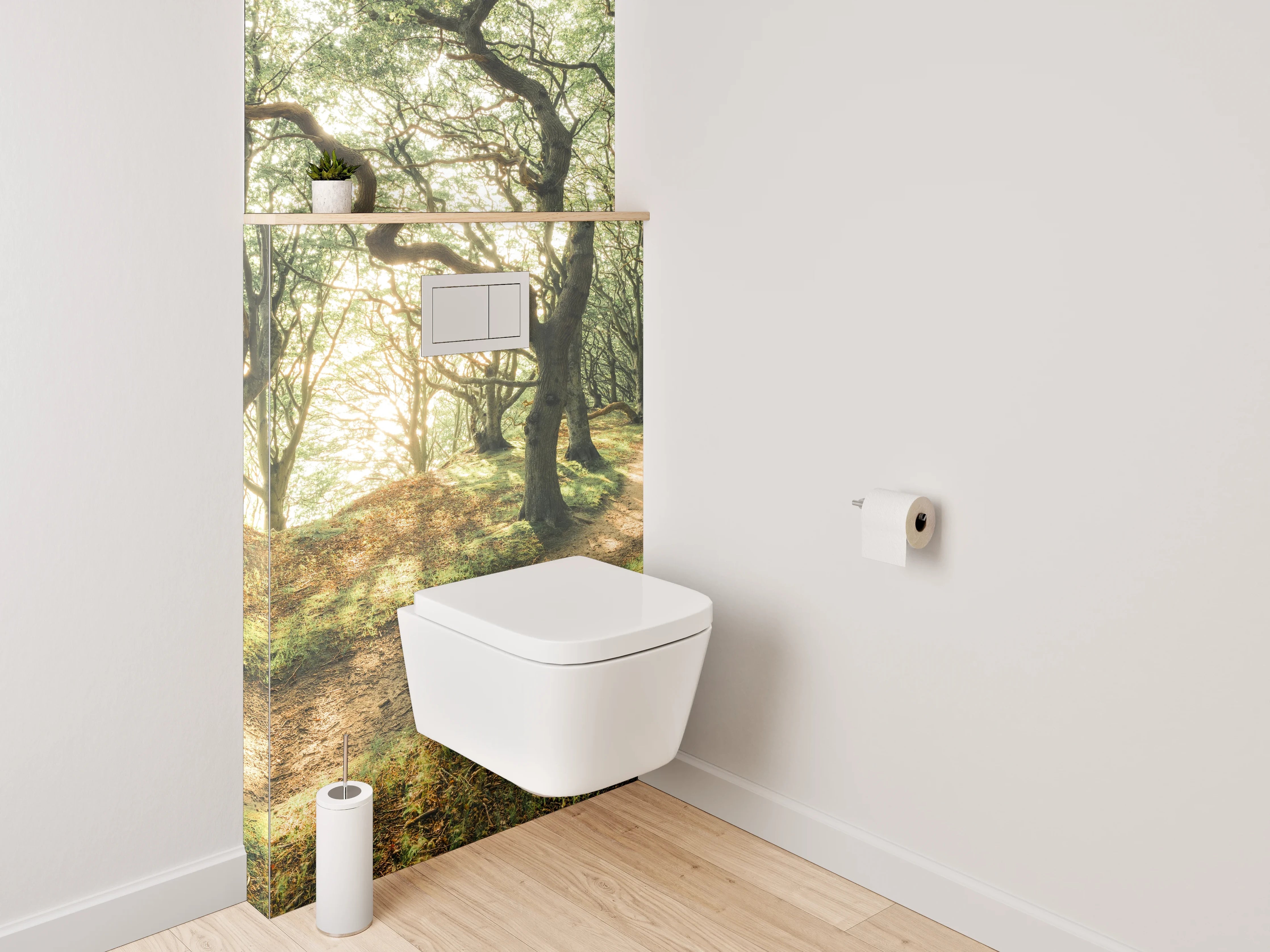 WC-Rückwand - Verzauberter Morgenwald Sonnenlicht