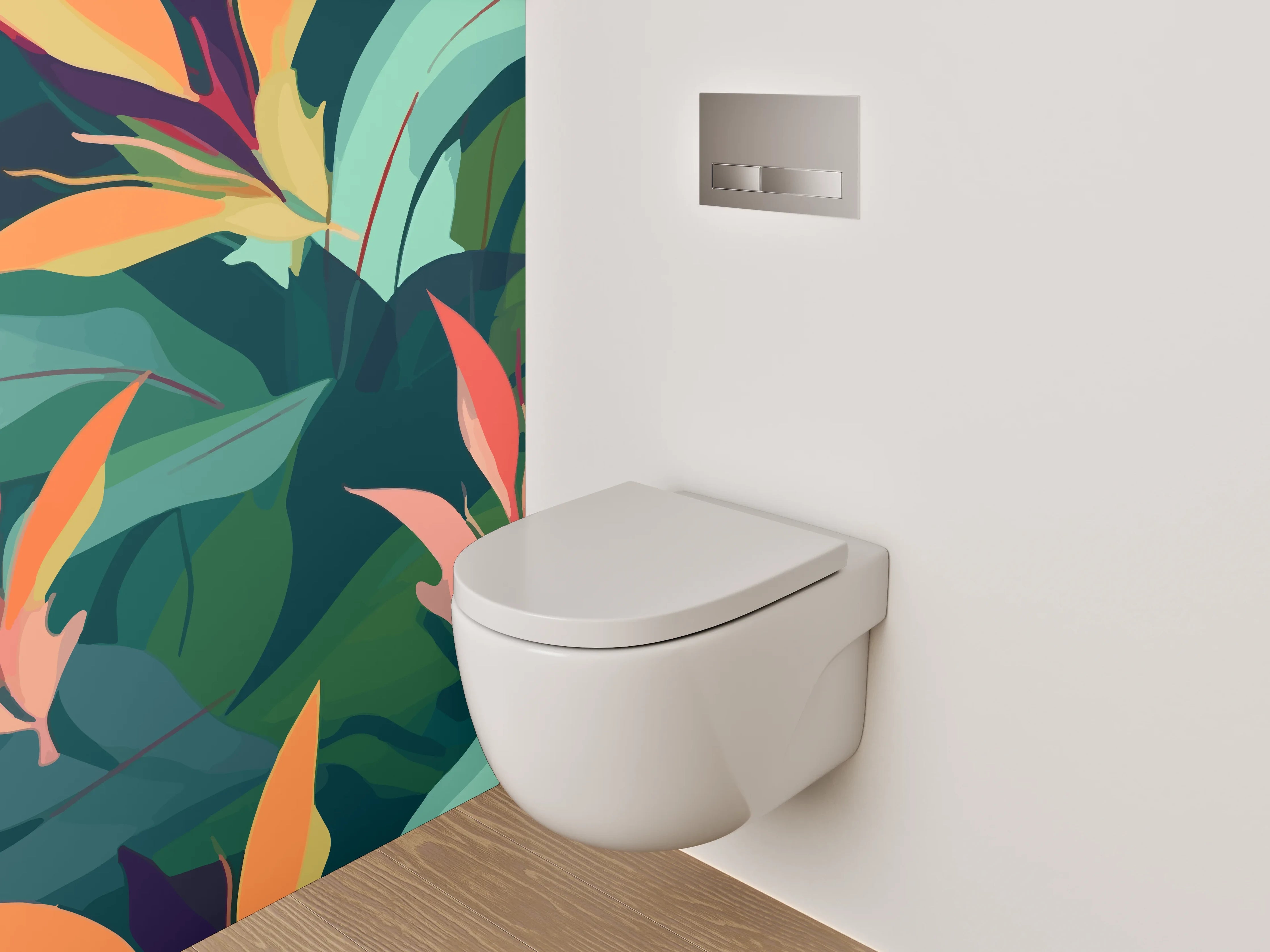 WC-Rückwand - Vibrantes Blumenmuster mit tropischer Atmosphäre