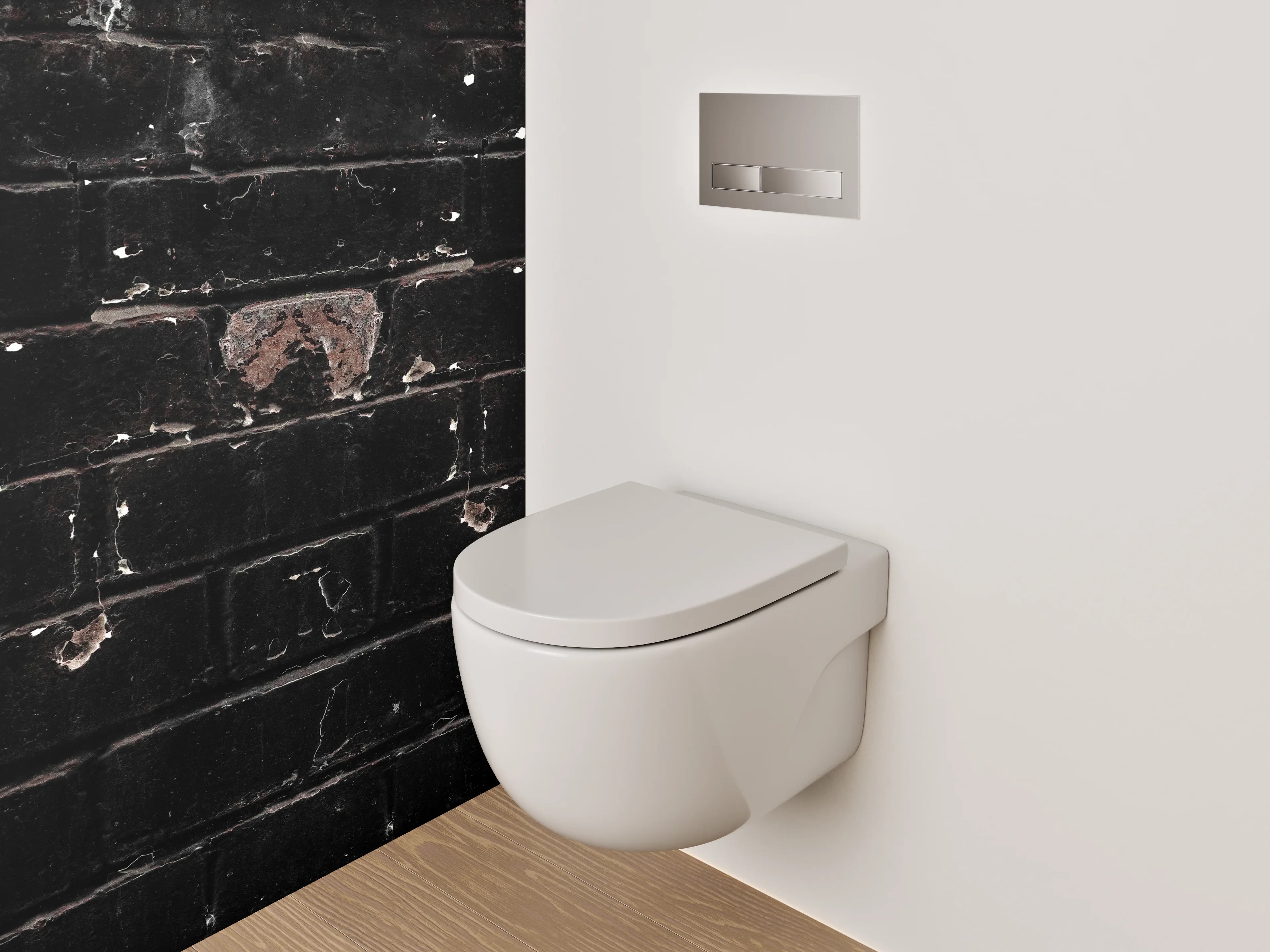 WC-Rückwand - Vintage Backsteinmauer Schwarz Rotbraun