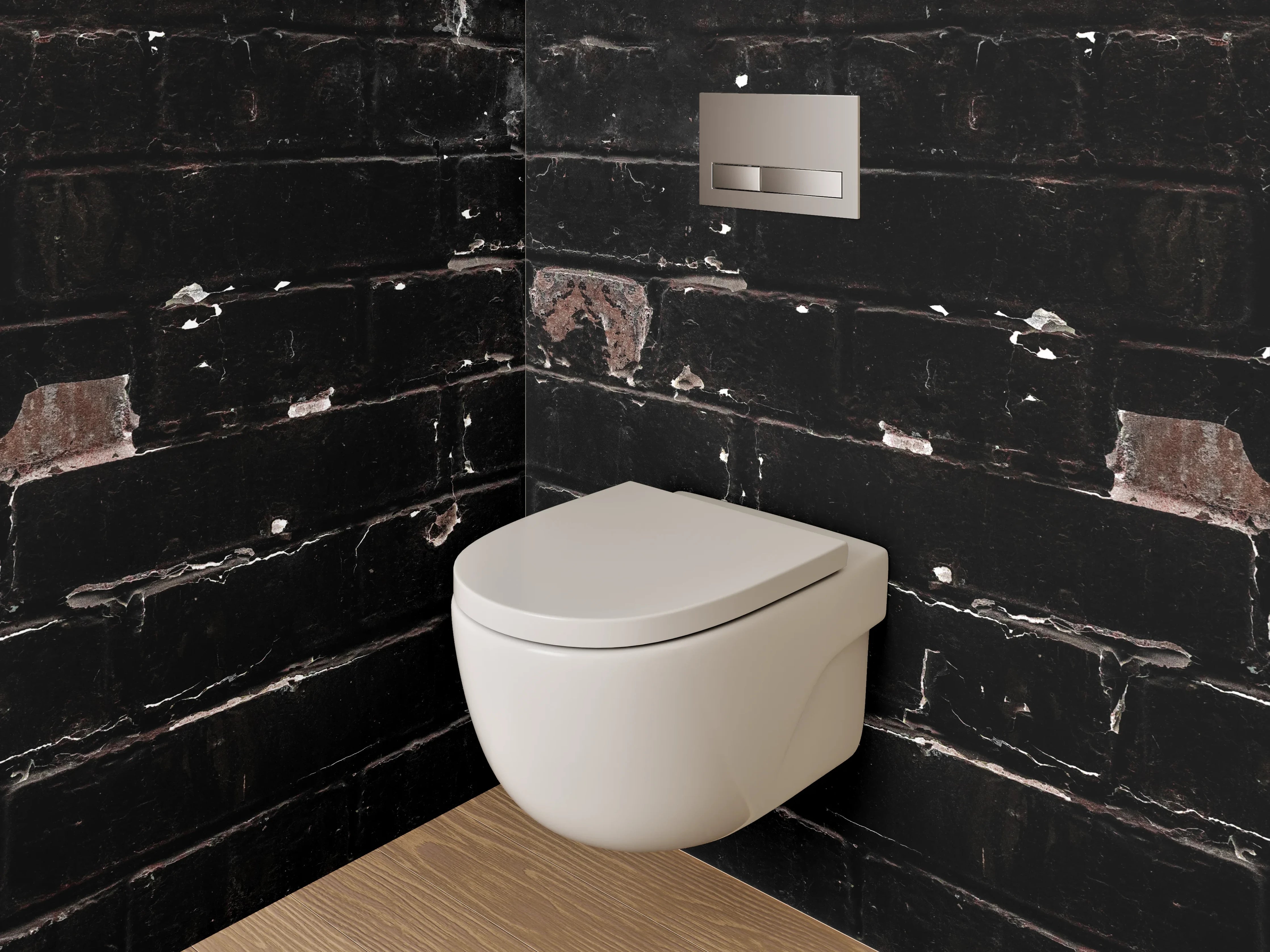 WC-Rückwand - Vintage Backsteinmauer Schwarz Rotbraun