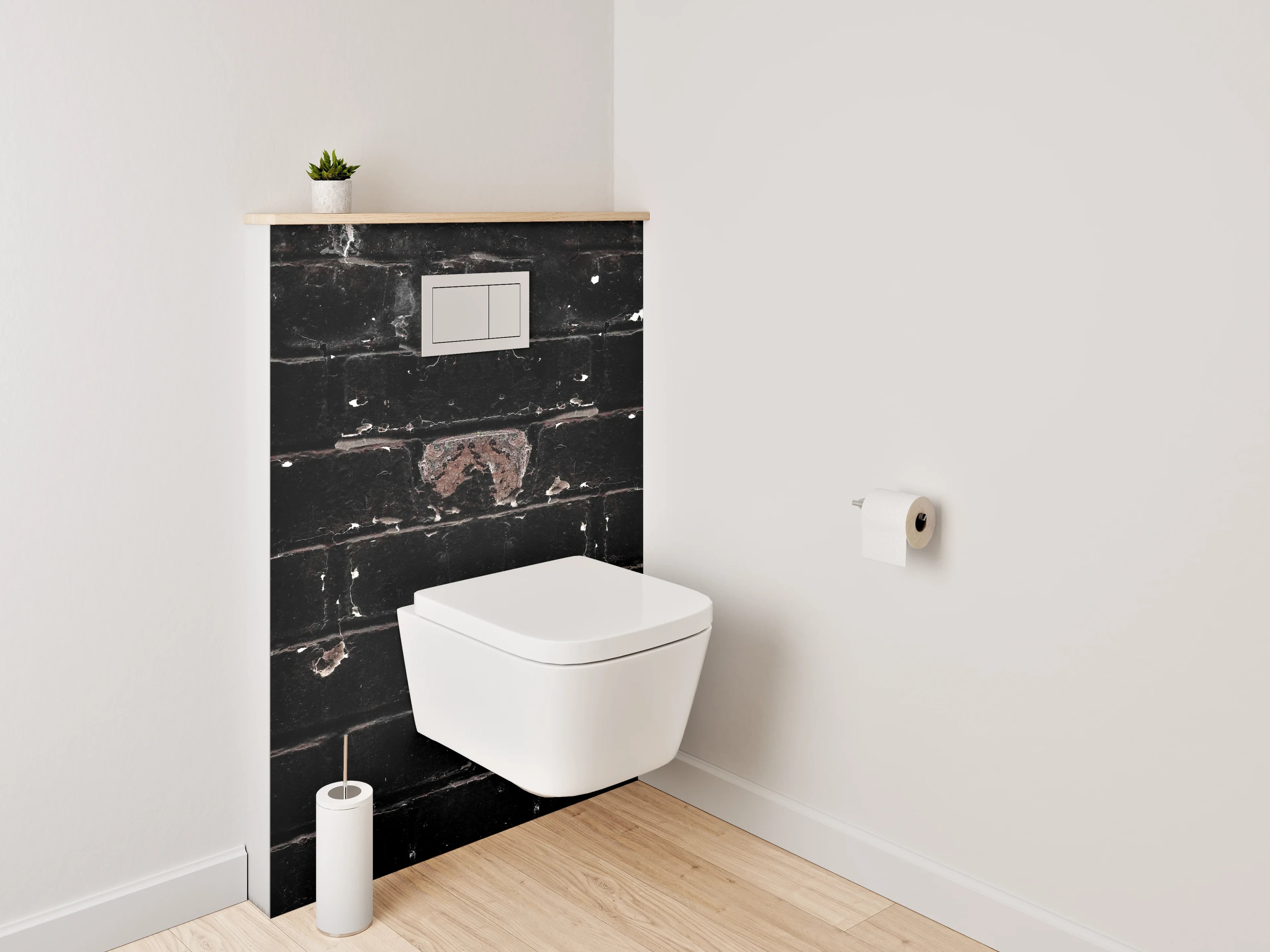 WC-Rückwand - Vintage Backsteinmauer Schwarz Rotbraun