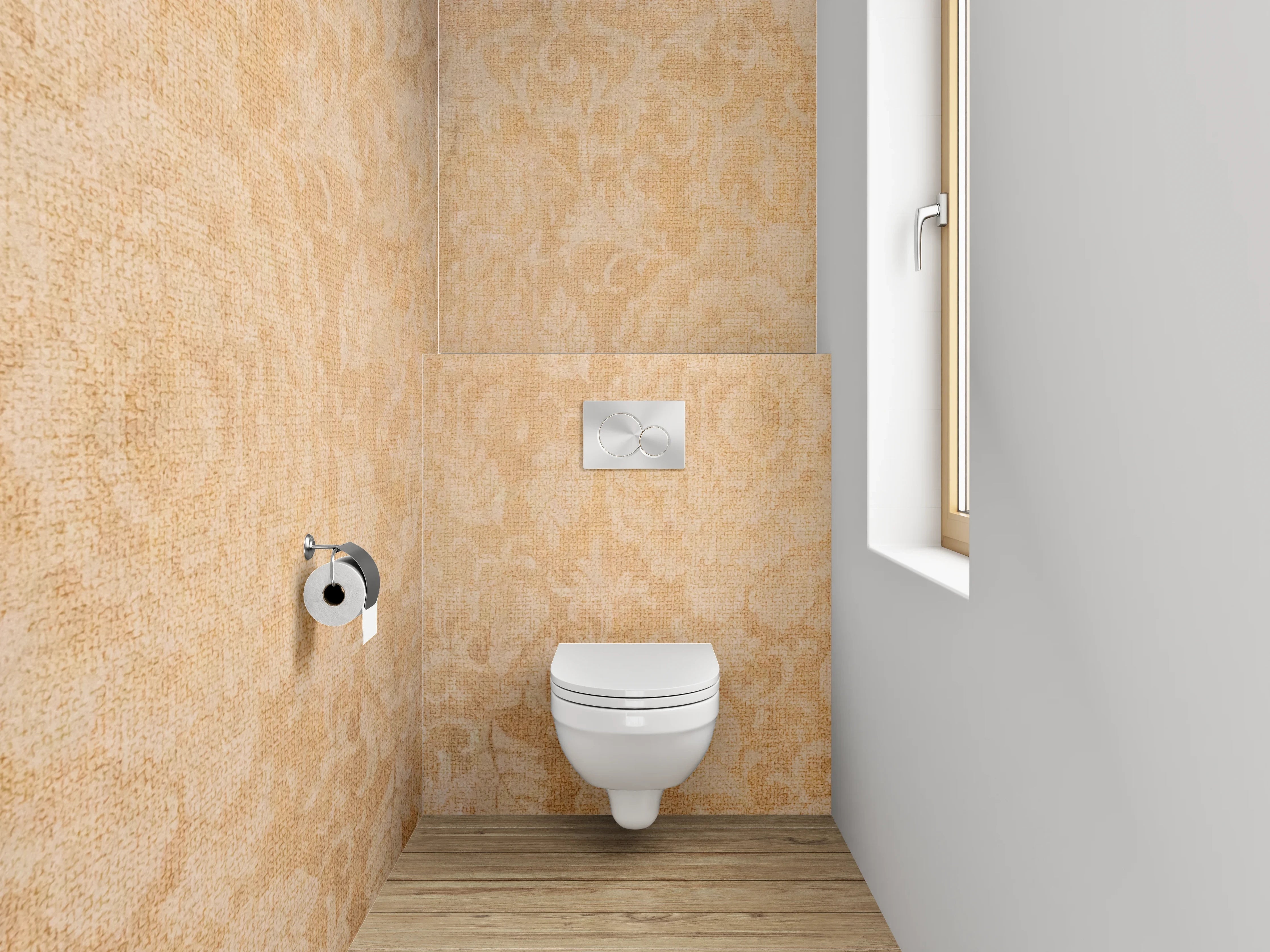 WC-Rückwand - Vintage Barock Tapetenmuster Beige