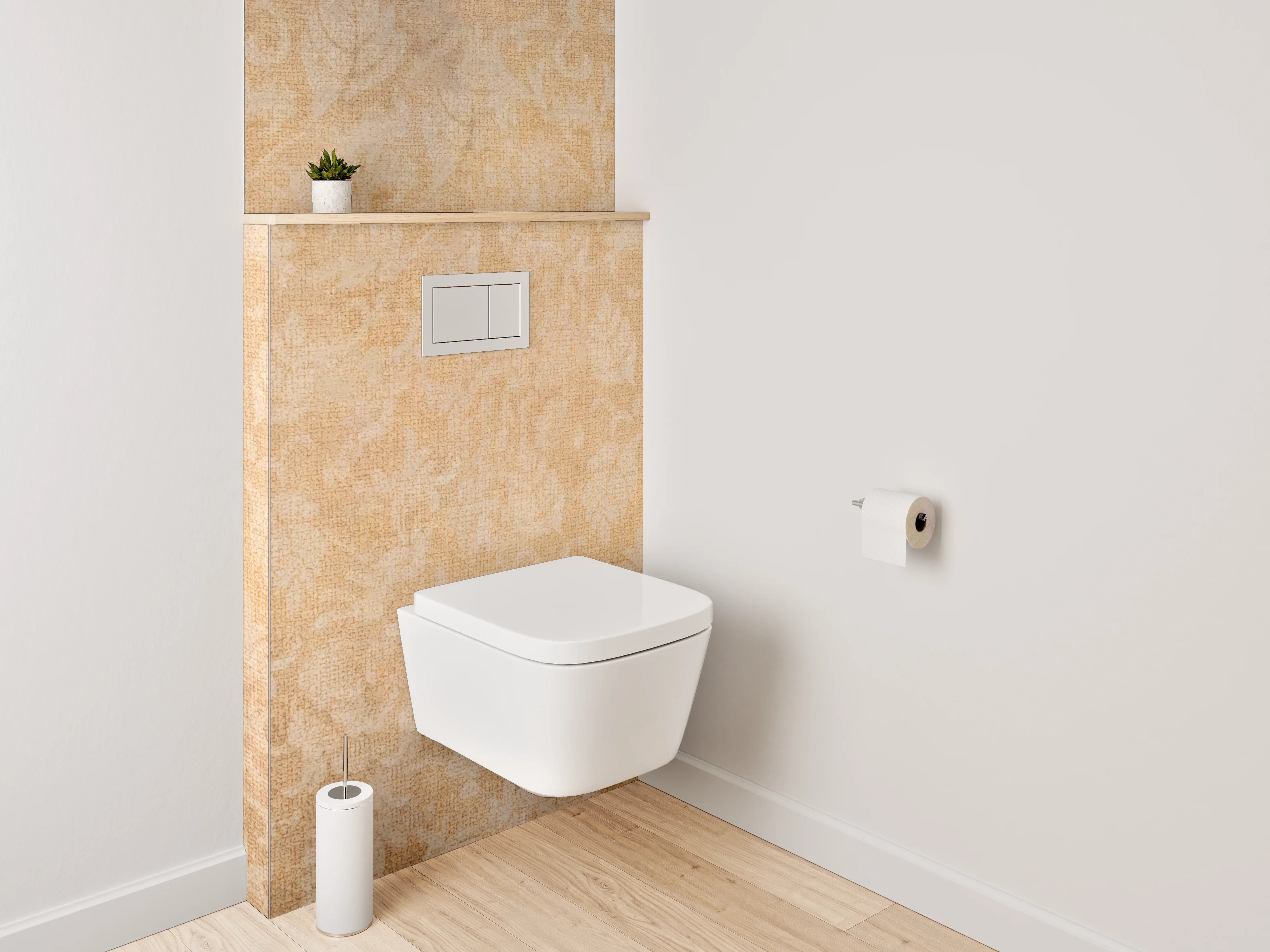 WC-Rückwand - Vintage Barock Tapetenmuster Beige