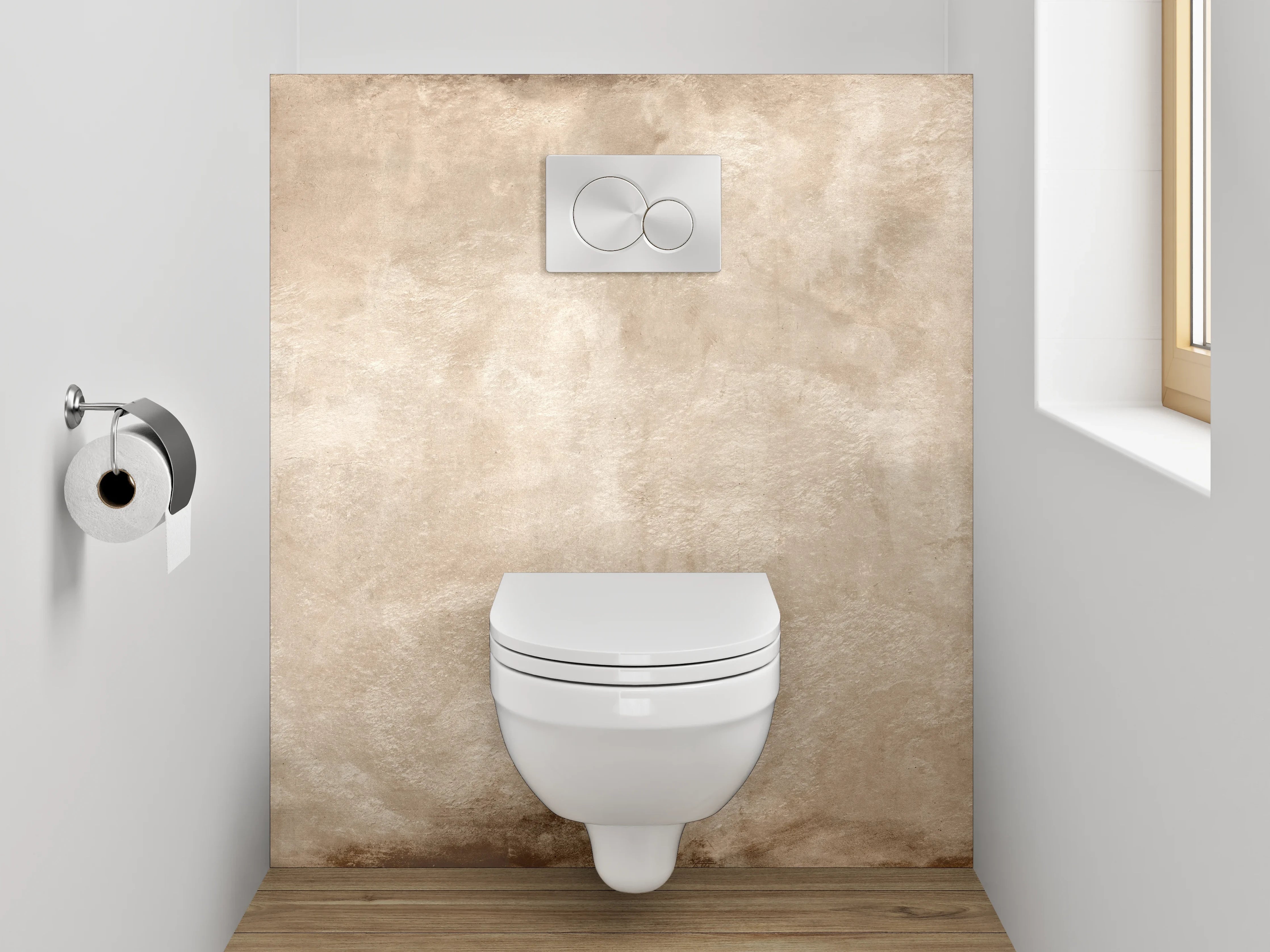 WC-Rückwand - Vintage Beton Wandoptik Beige Braun