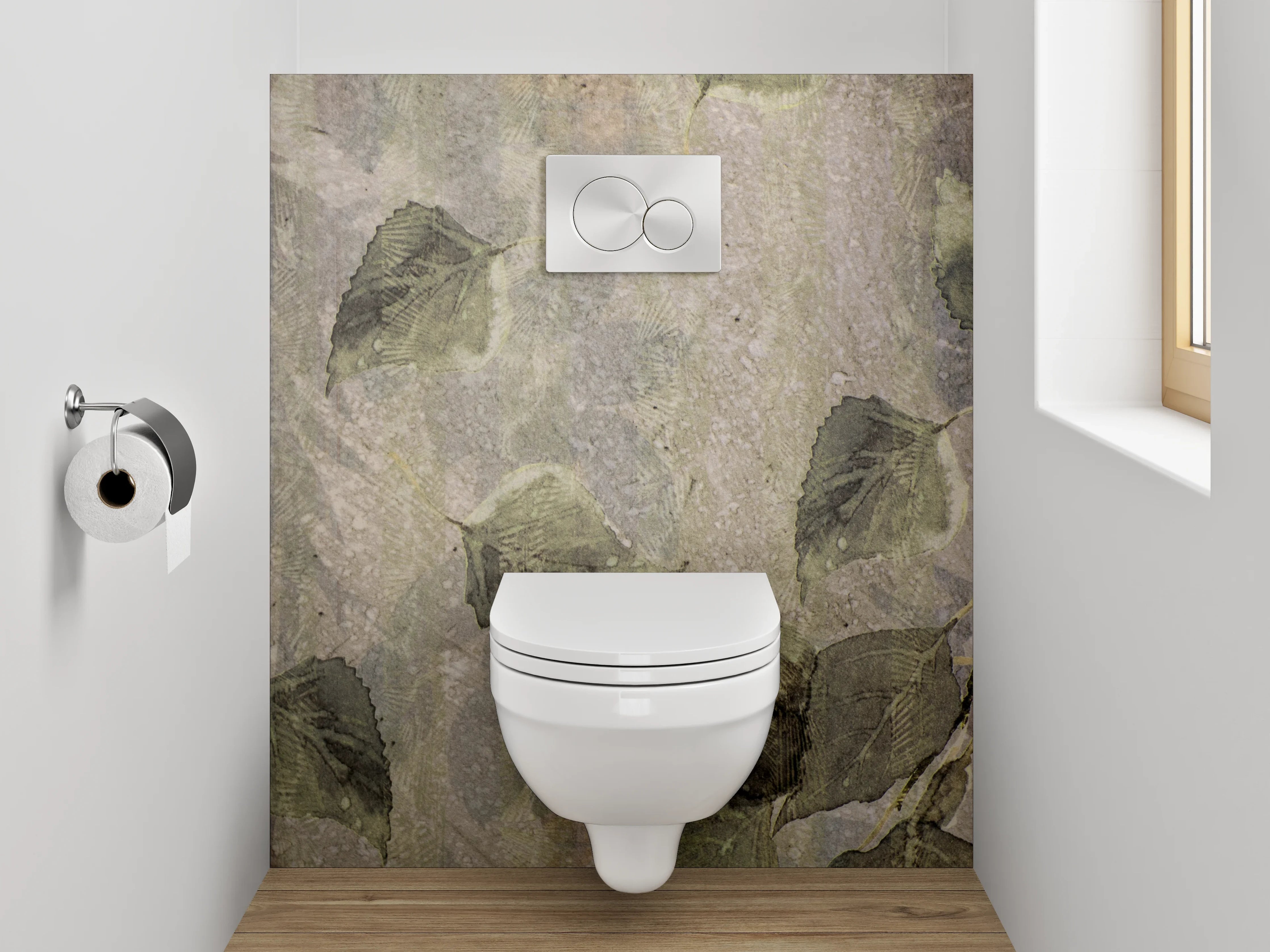 WC-Rückwand - Vintage Blätter Aquarell Tapete