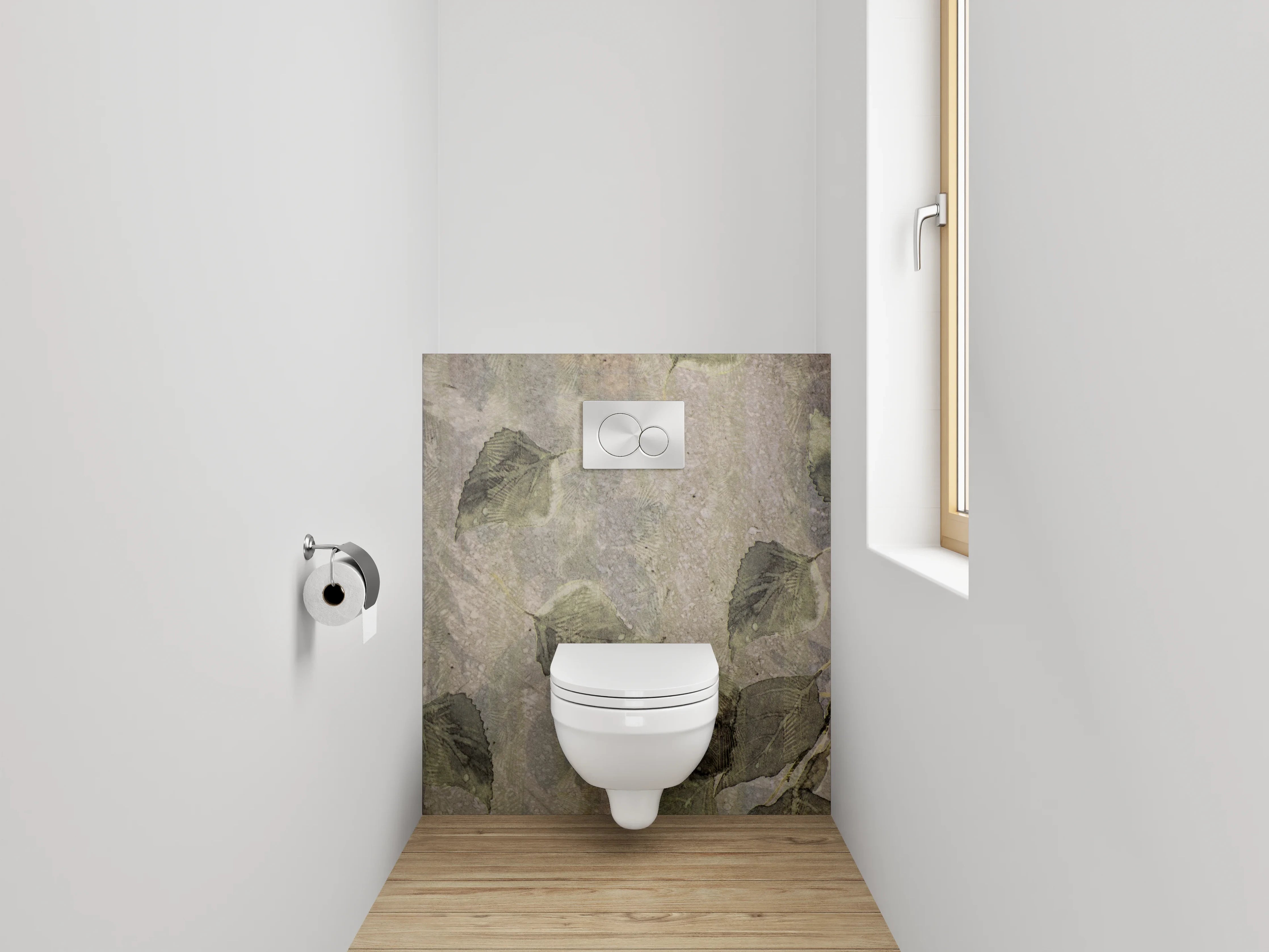 WC-Rückwand - Vintage Blätter Aquarell Tapete