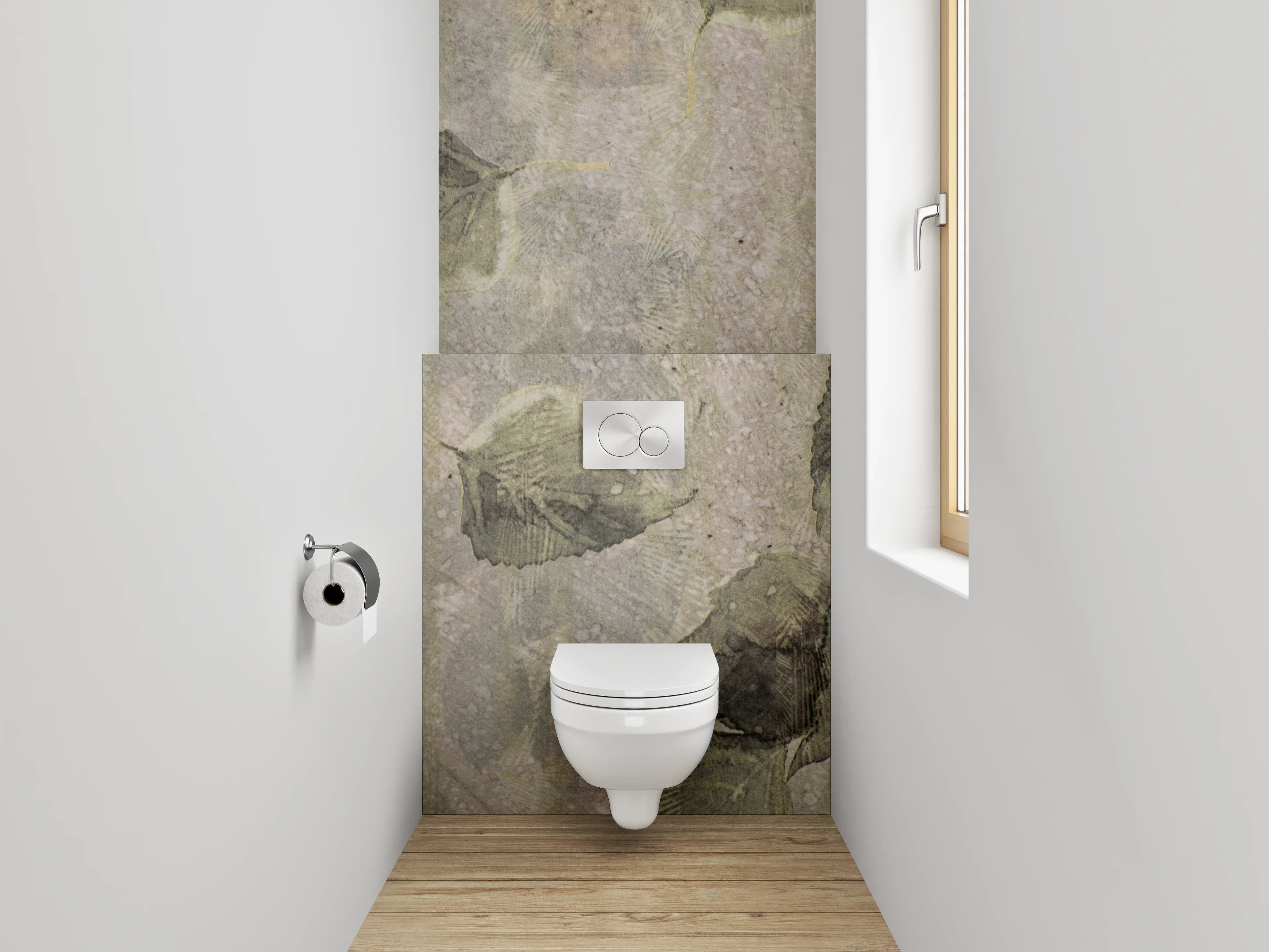 WC-Rückwand - Vintage Blätter Aquarell Tapete