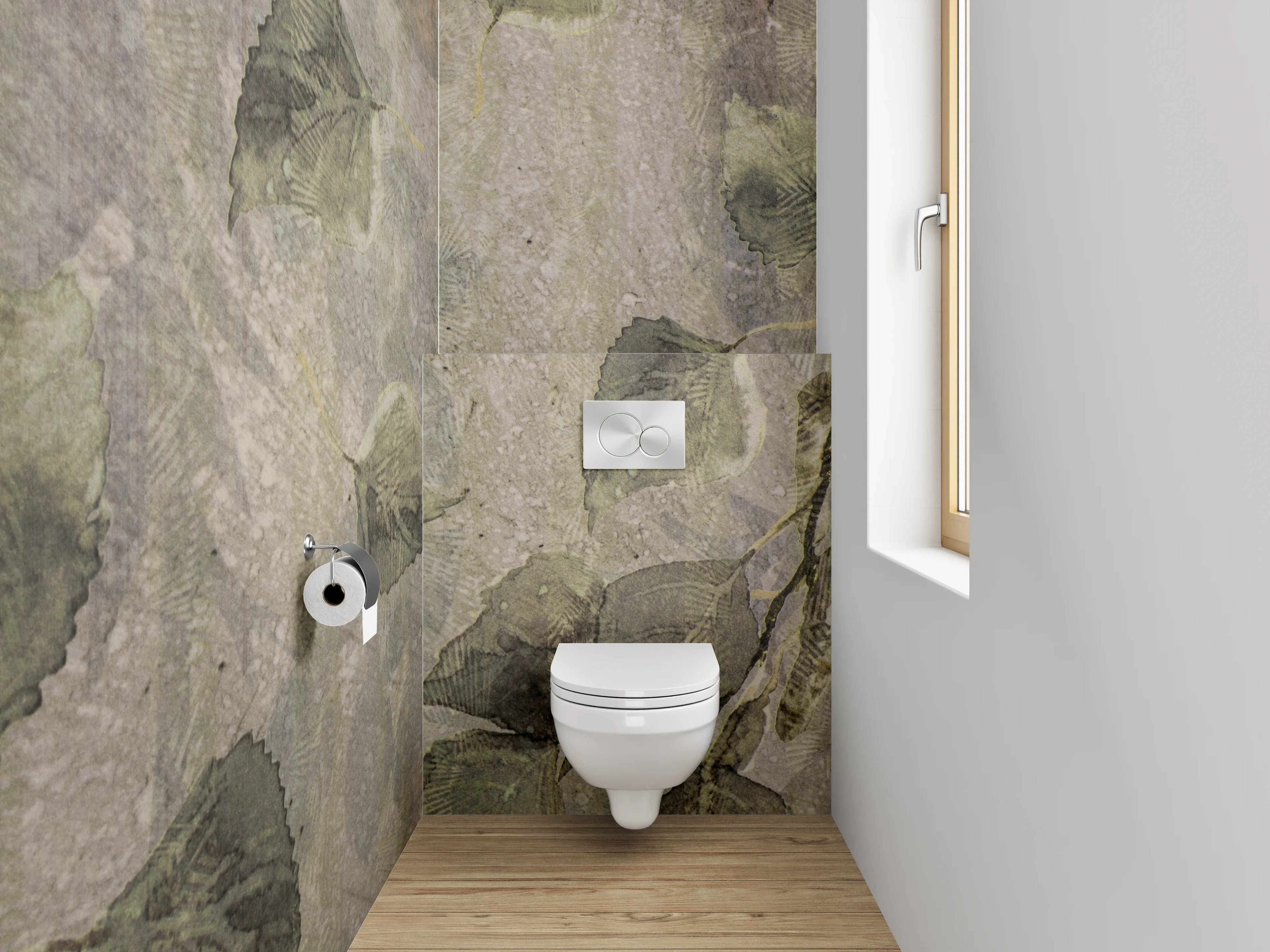 WC-Rückwand - Vintage Blätter Aquarell Tapete