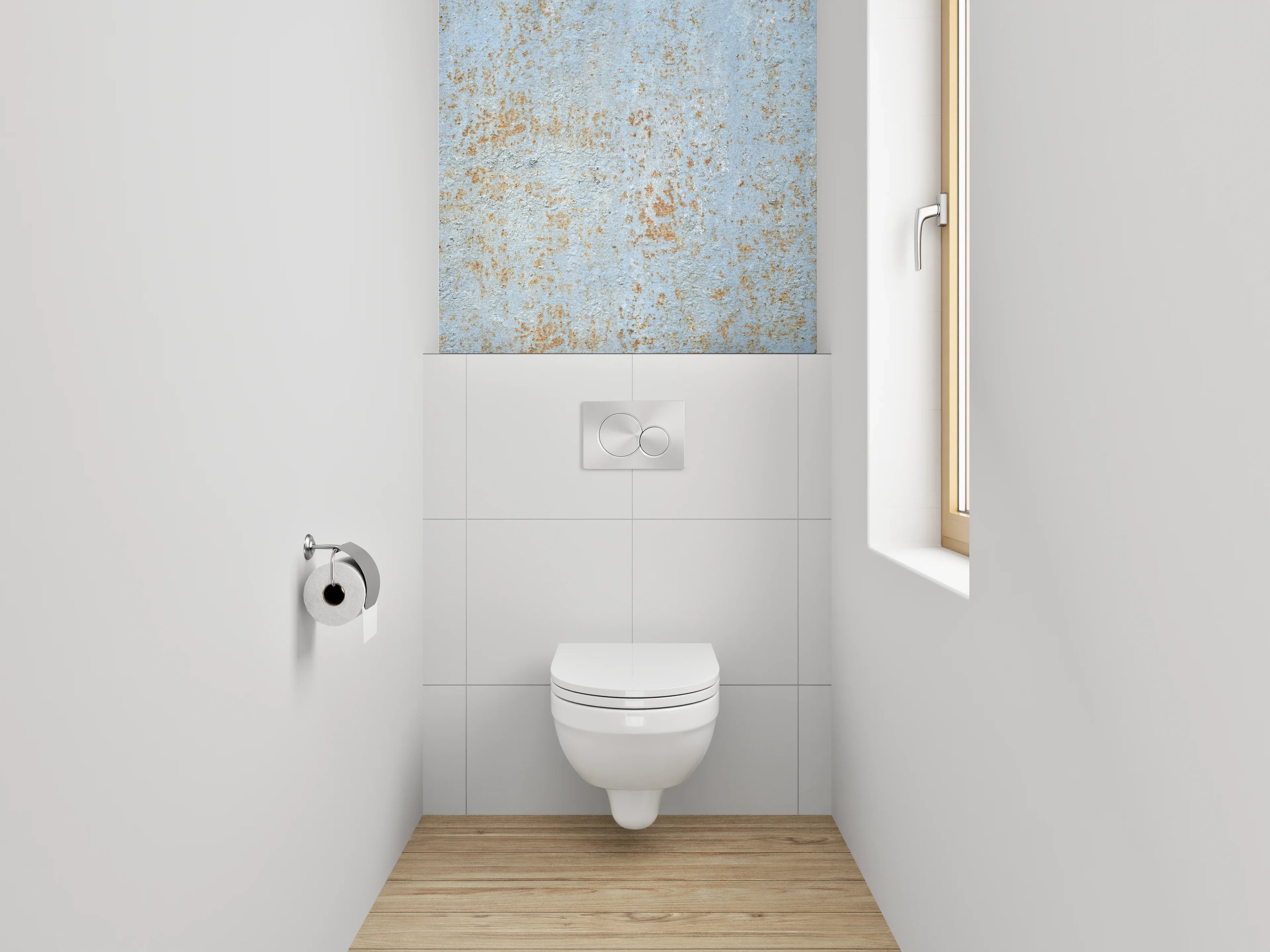 WC-Rückwand - Vintage Blau Rost Optik Fliesen