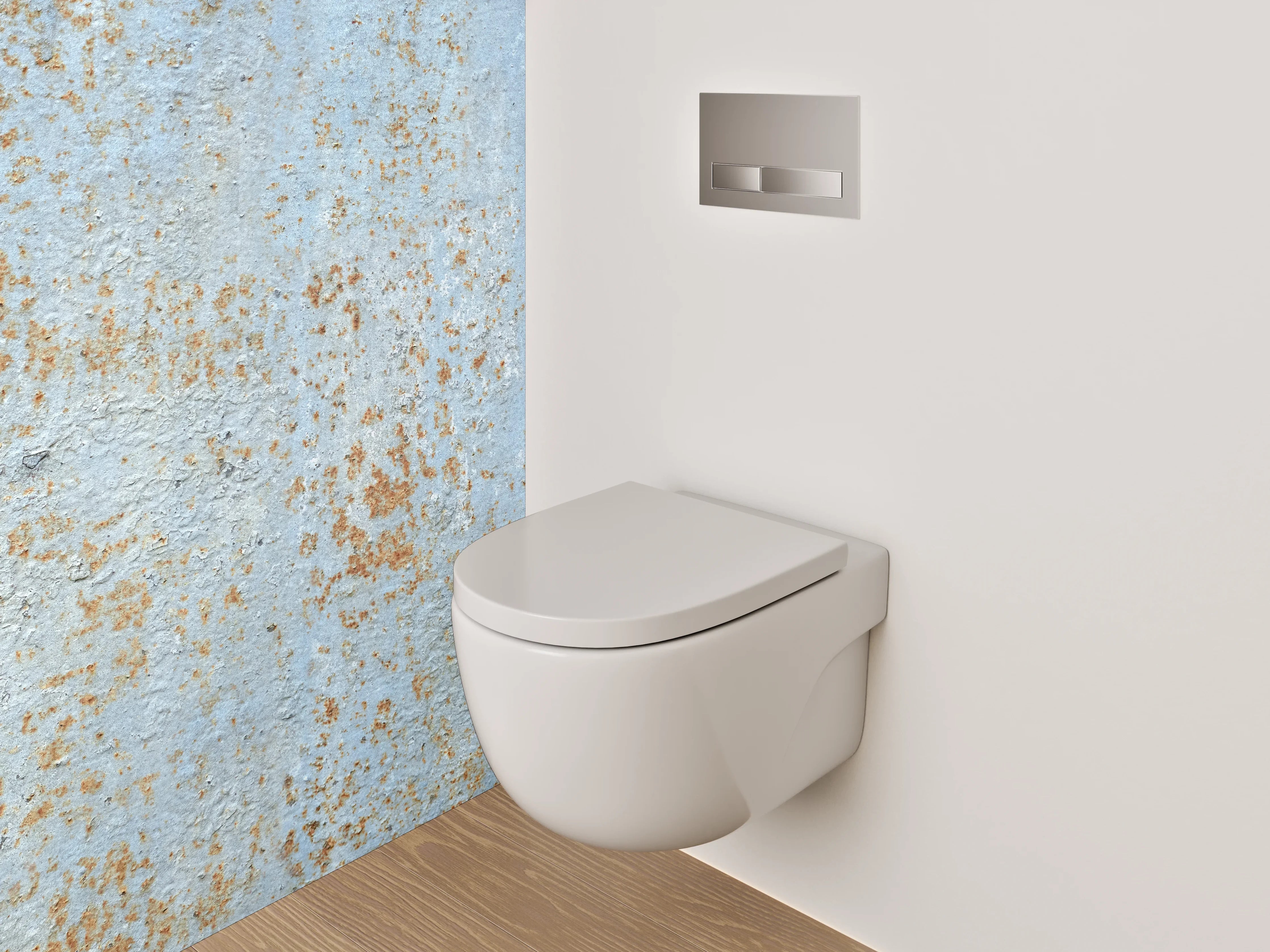 WC-Rückwand - Vintage Blau Rost Optik Fliesen