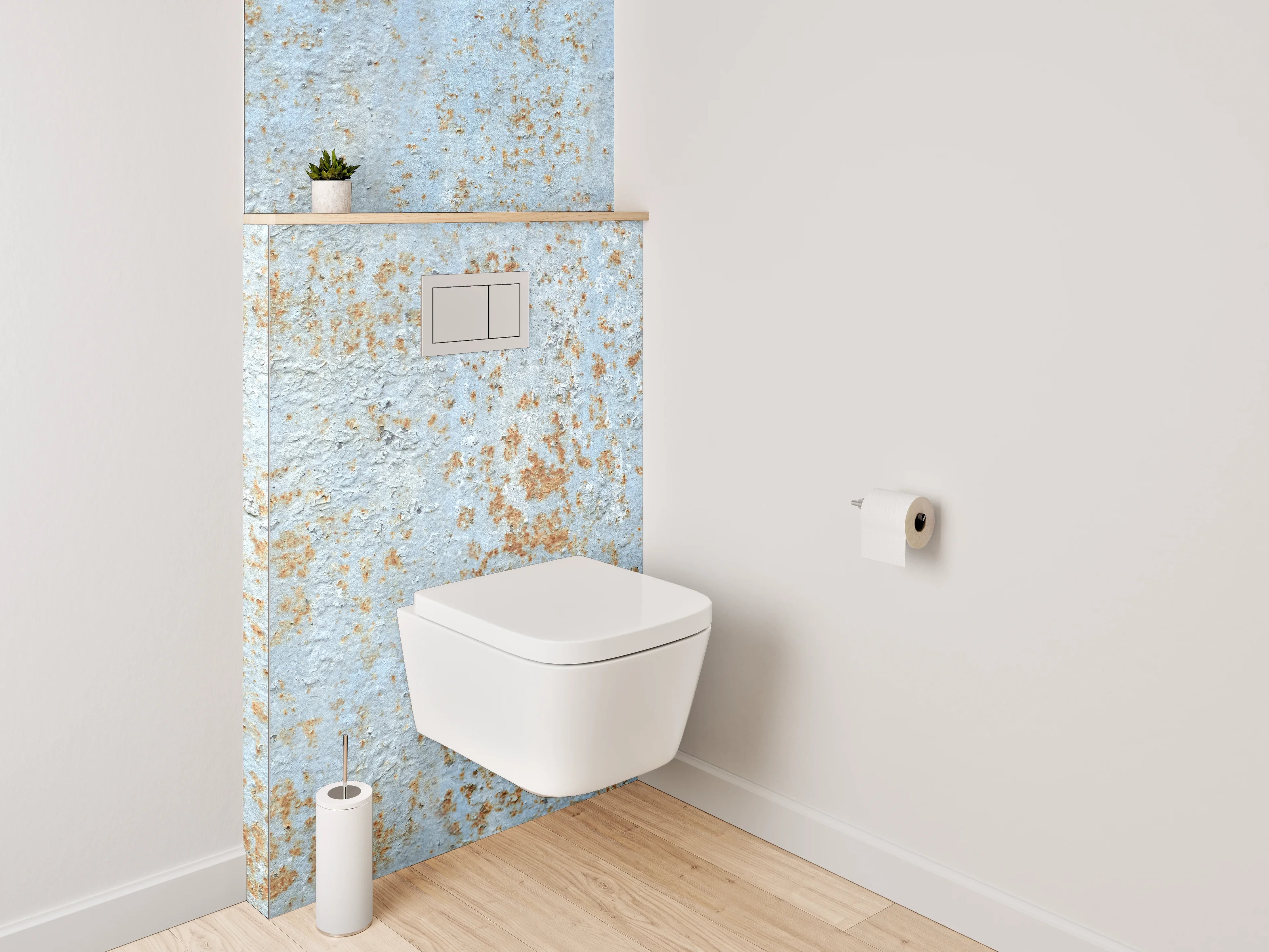 WC-Rückwand - Vintage Blau Rost Optik Fliesen