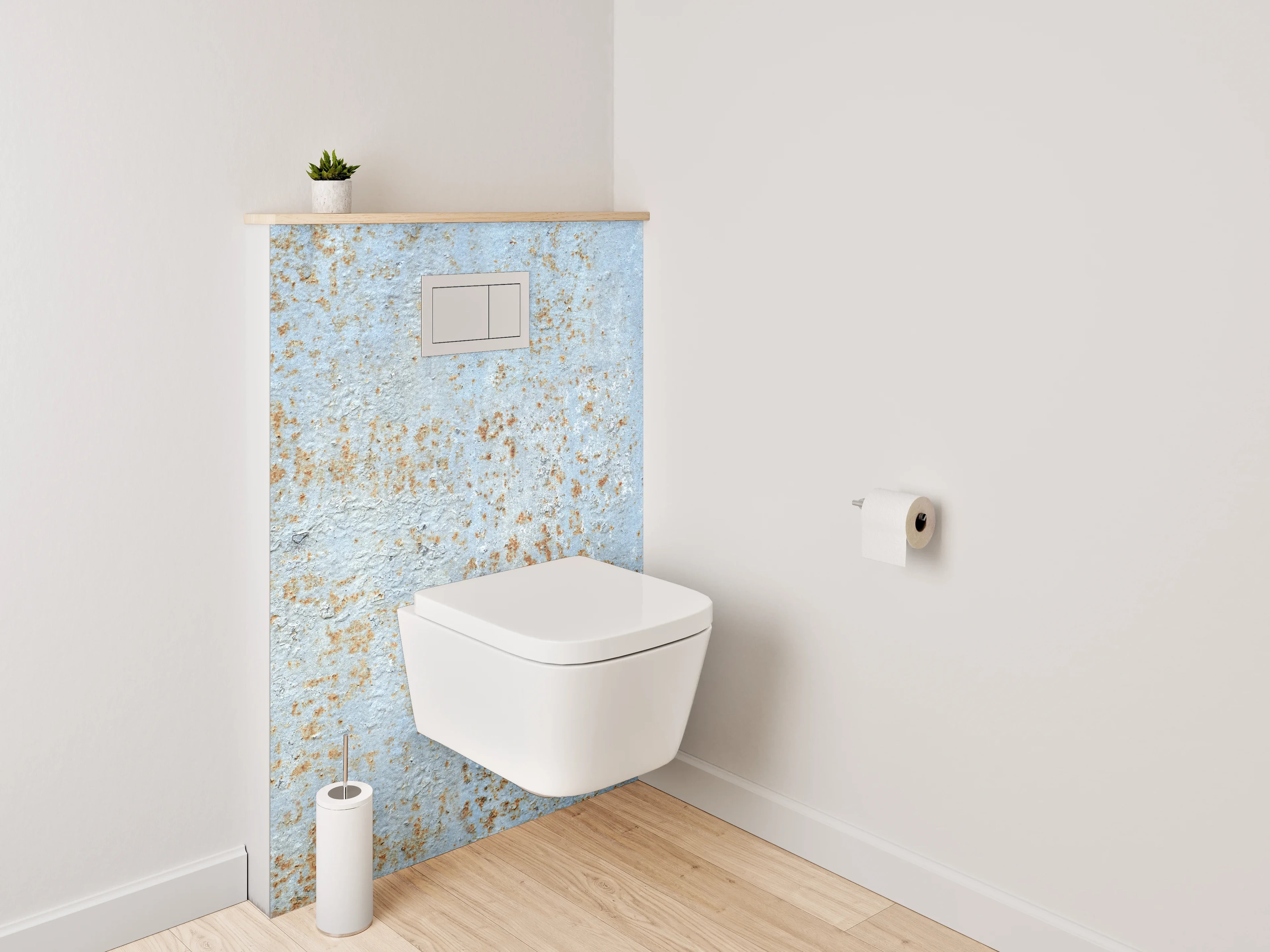 WC-Rückwand - Vintage Blau Rost Optik Fliesen