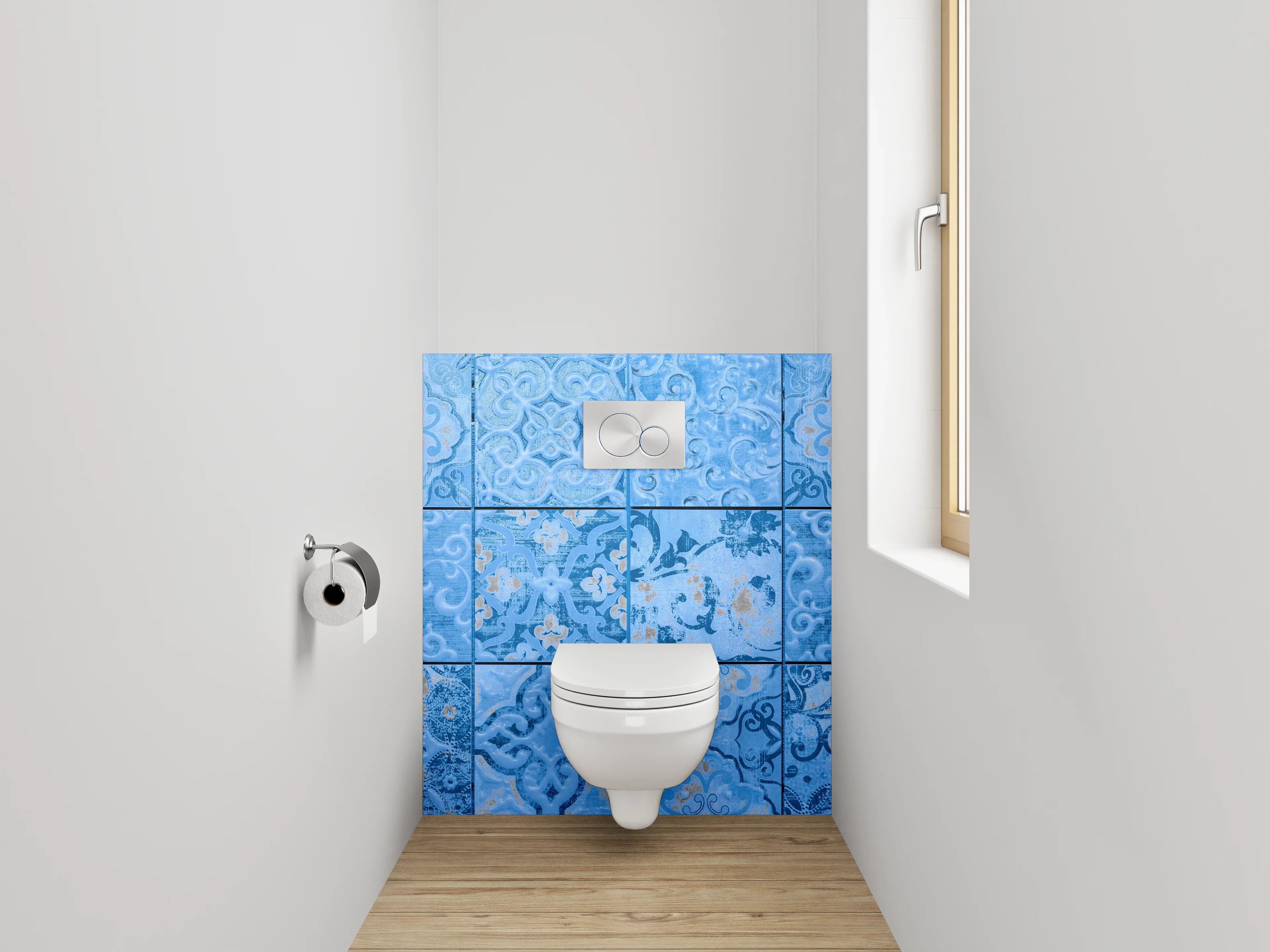 WC-Rückwand - Vintage Blaue Ornament-Fliese