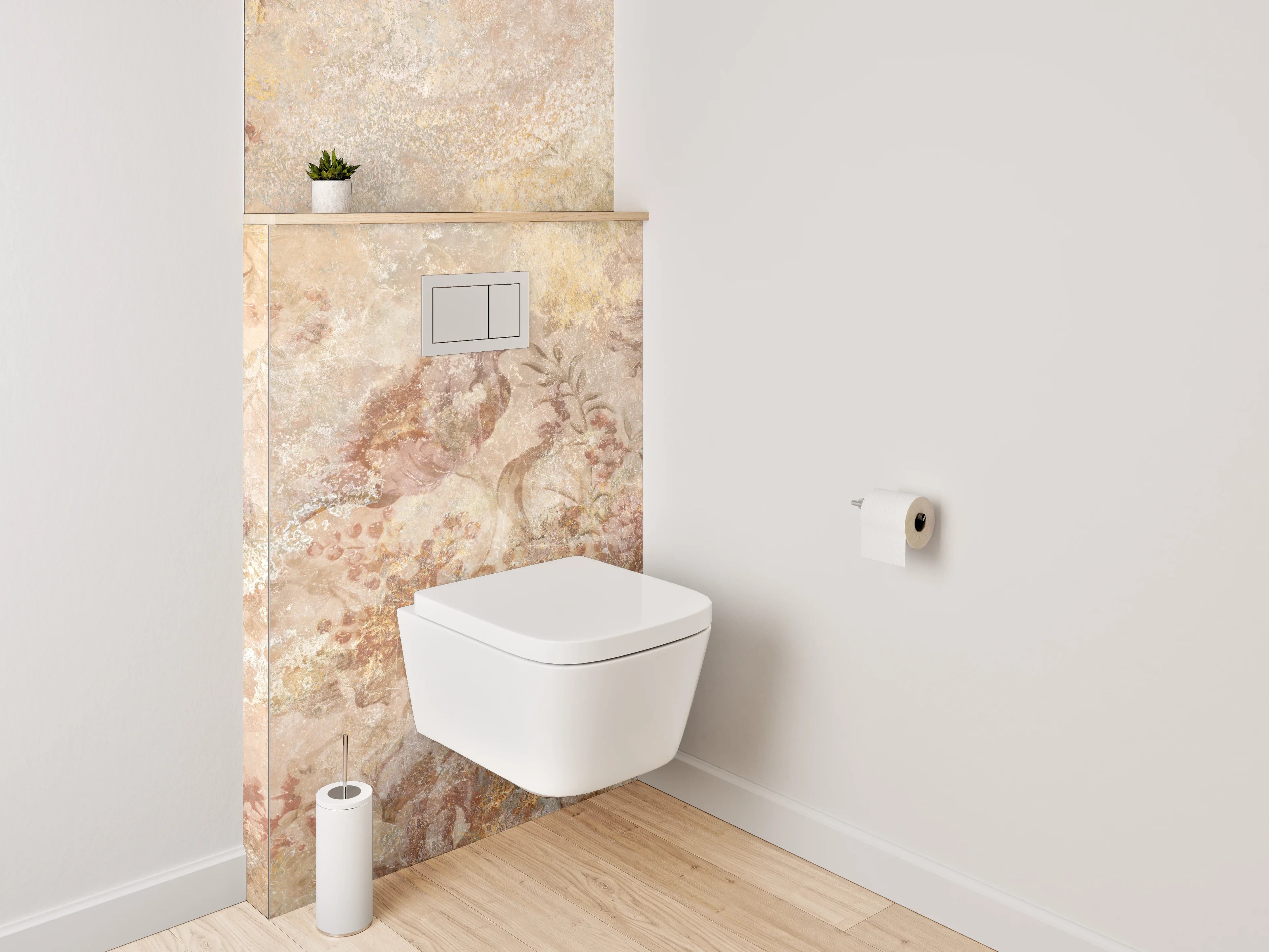 WC-Rückwand - Vintage Blumen Marmoroptik Wanddekor