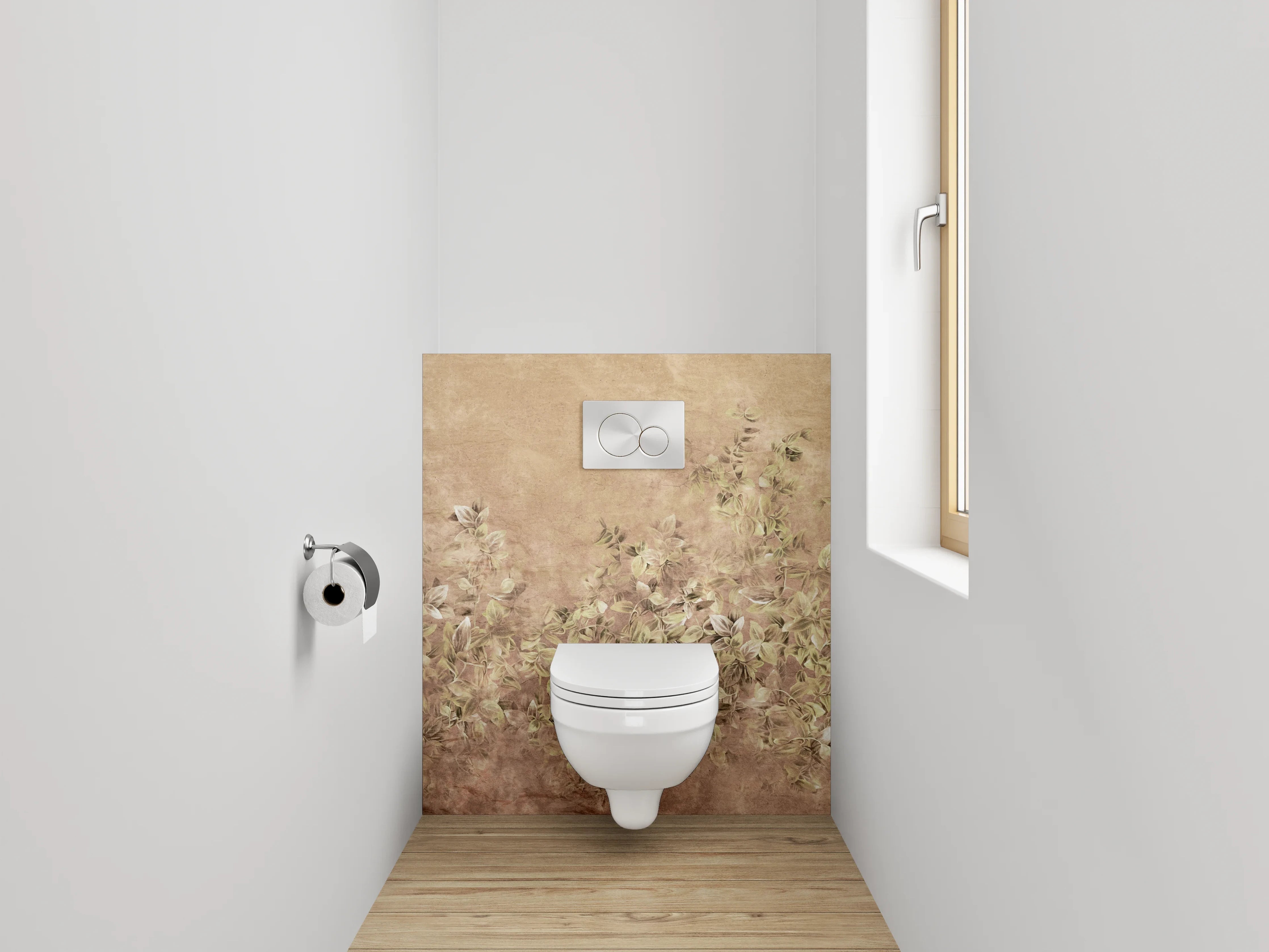 WC-Rückwand - Vintage Blumen-Relief in Sandsteinoptik