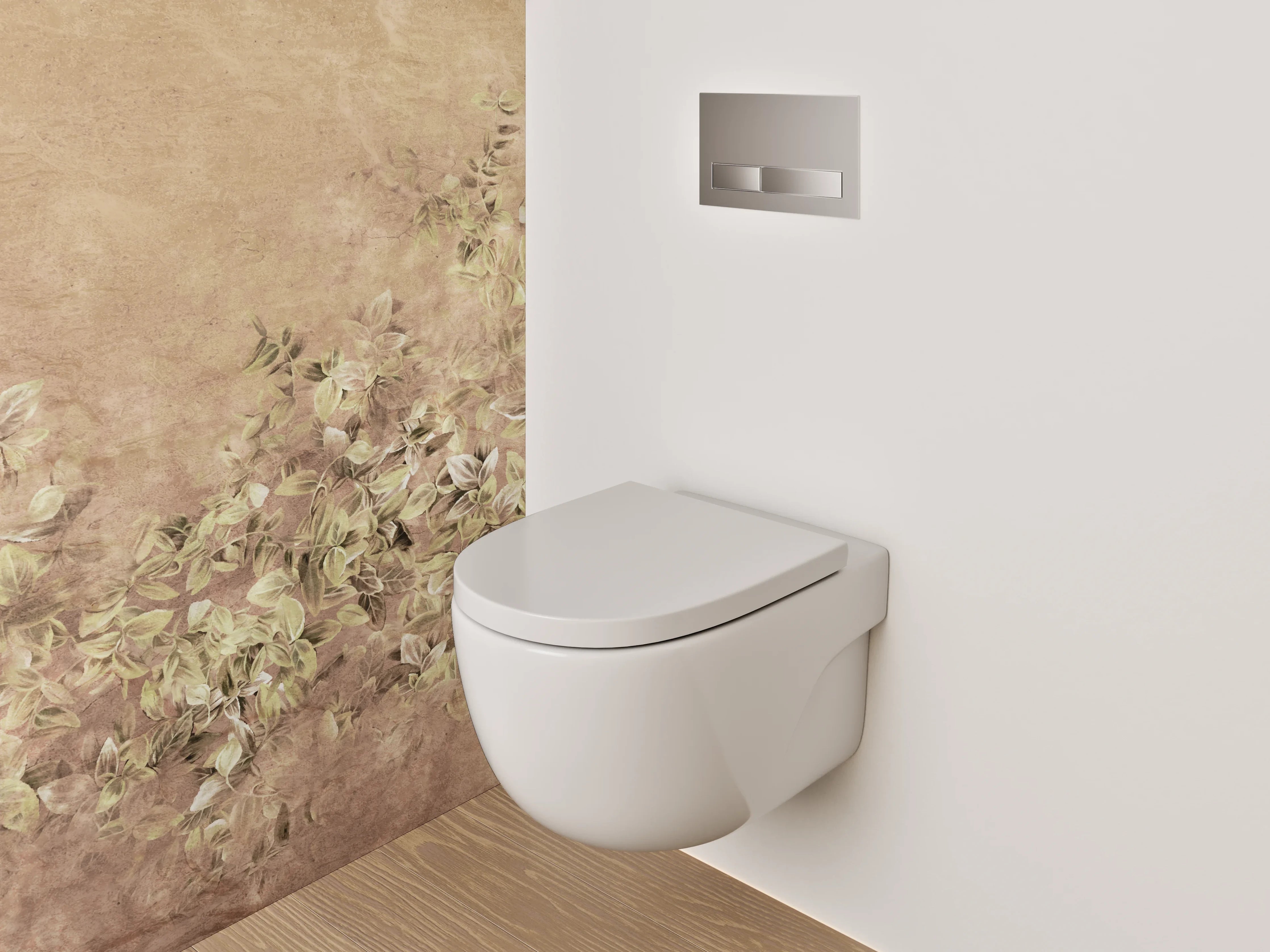 WC-Rückwand - Vintage Blumen-Relief in Sandsteinoptik