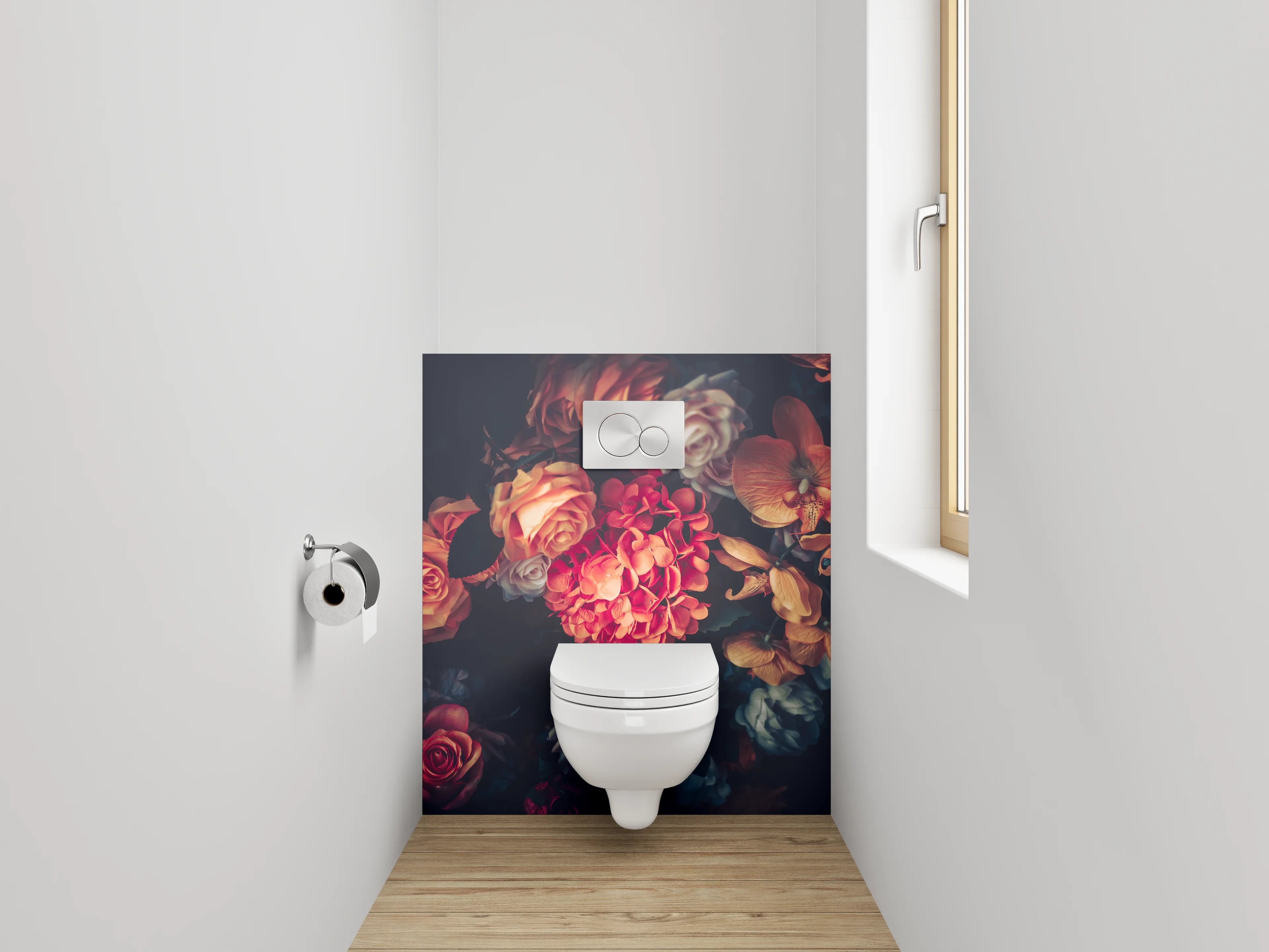 WC-Rückwand - Vintage Blumen Stillleben Romantik