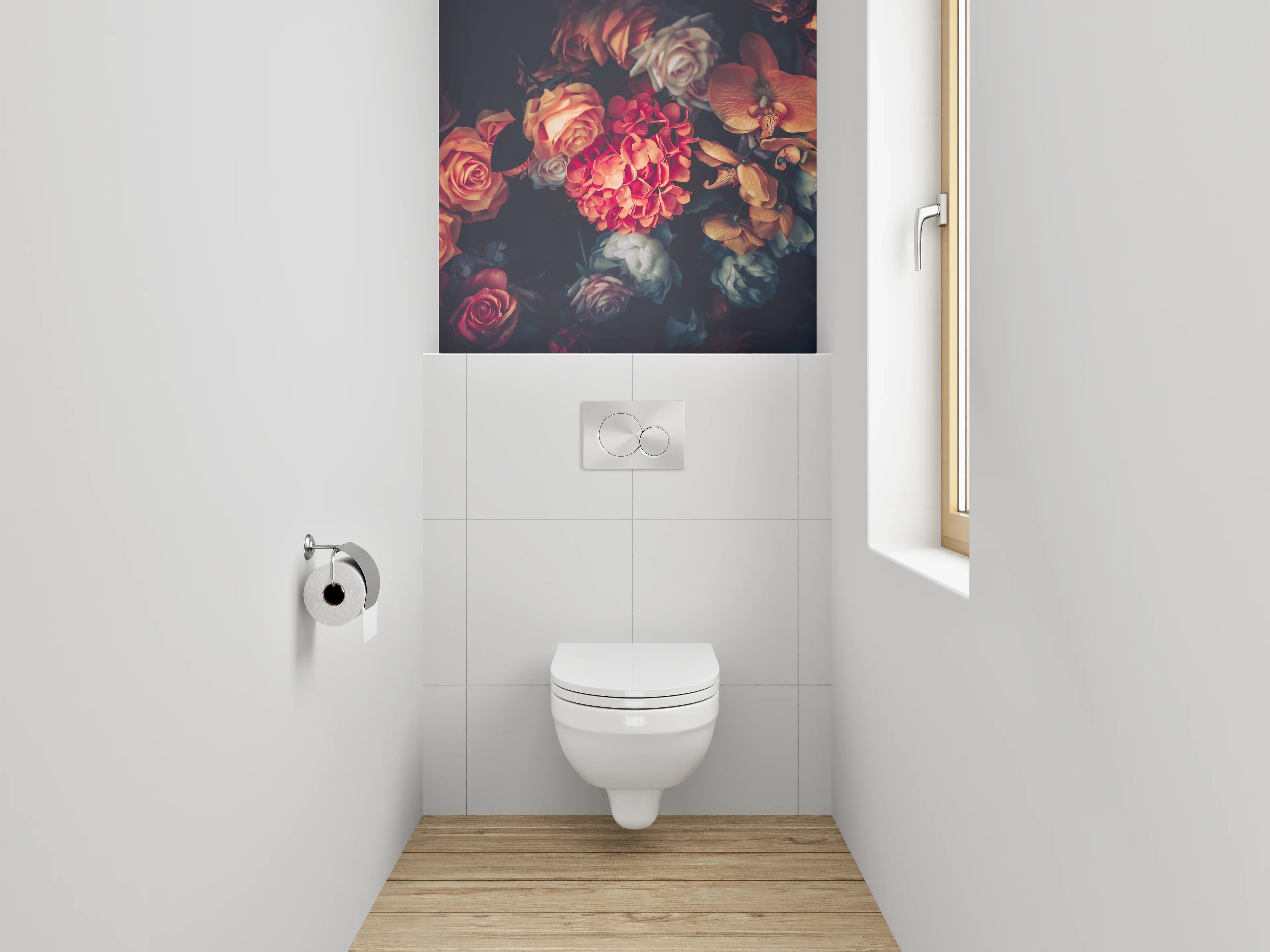 WC-Rückwand - Vintage Blumen Stillleben Romantik