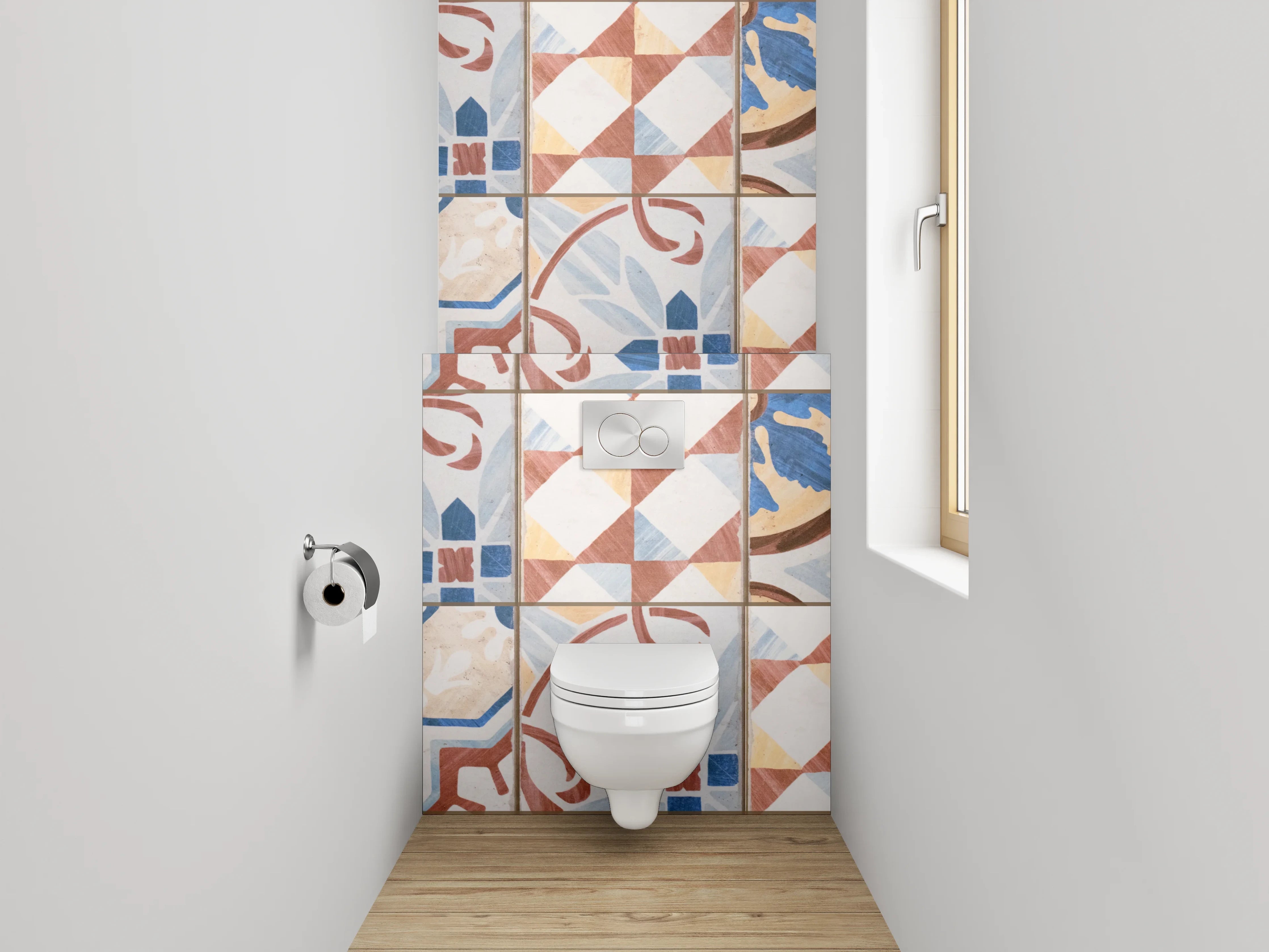WC-Rückwand - Vintage Fliesen Muster Retro Design