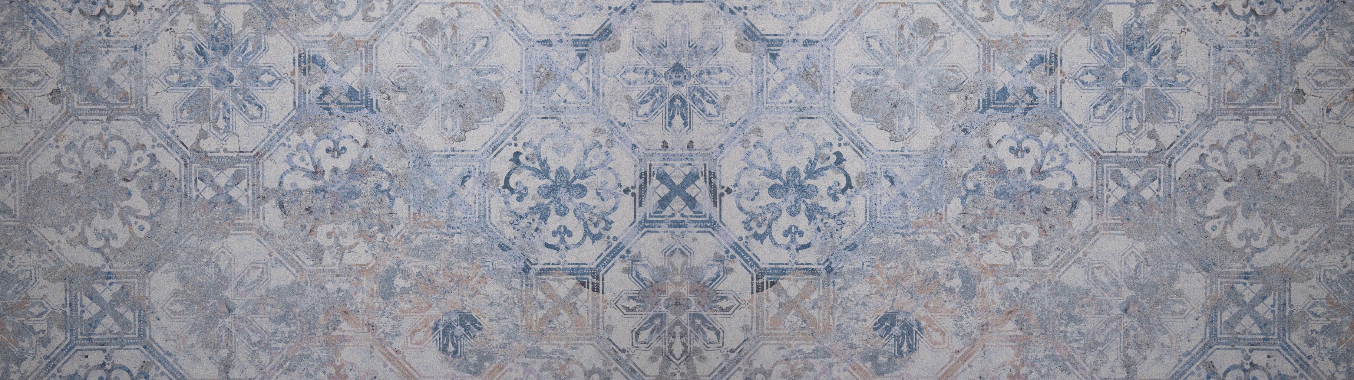 WC-Rückwand-Vintage Fliesenmuster Blau-Grau