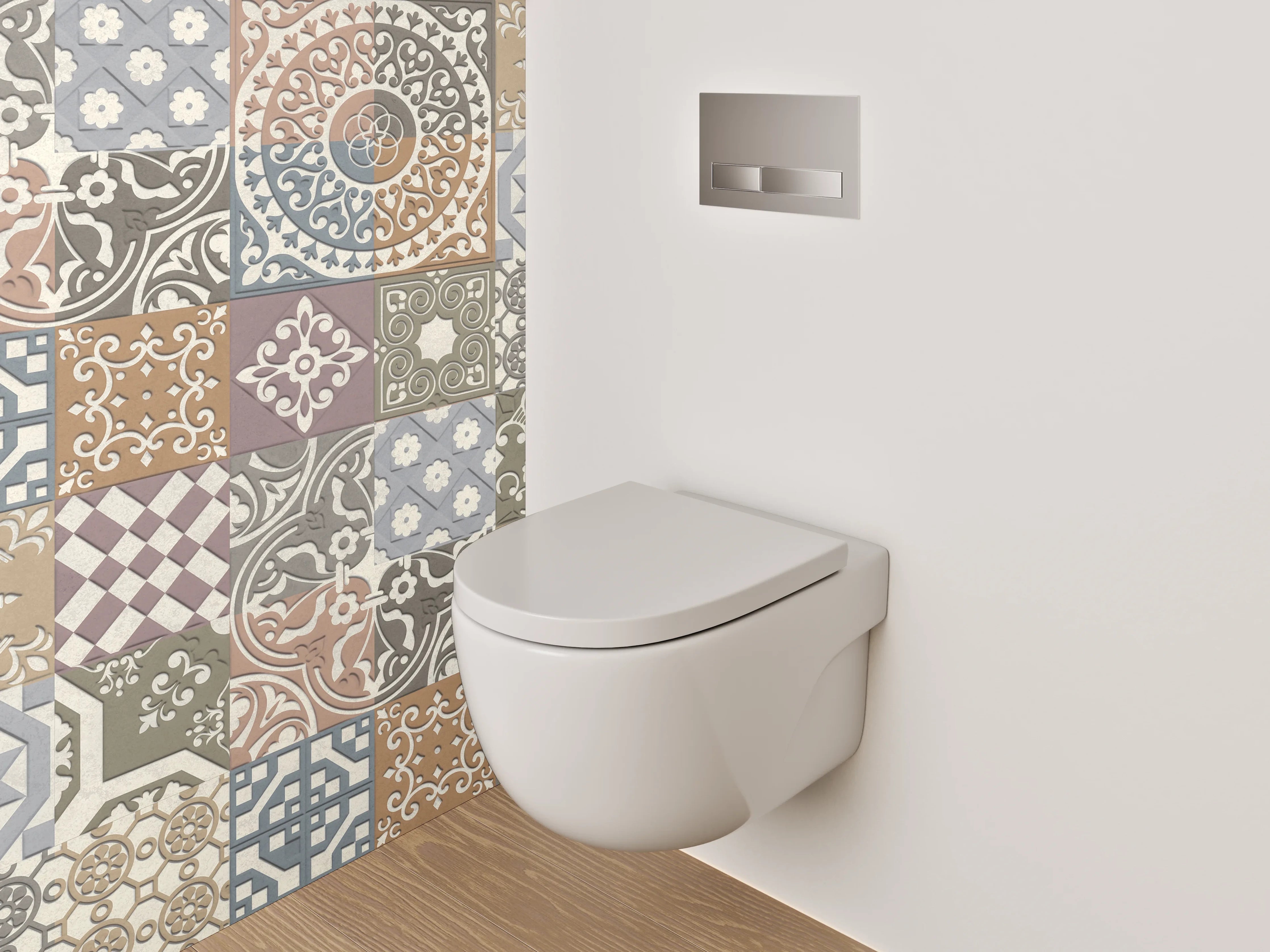 WC-Rückwand - Vintage Fliesenmuster Mosaik Patchwork