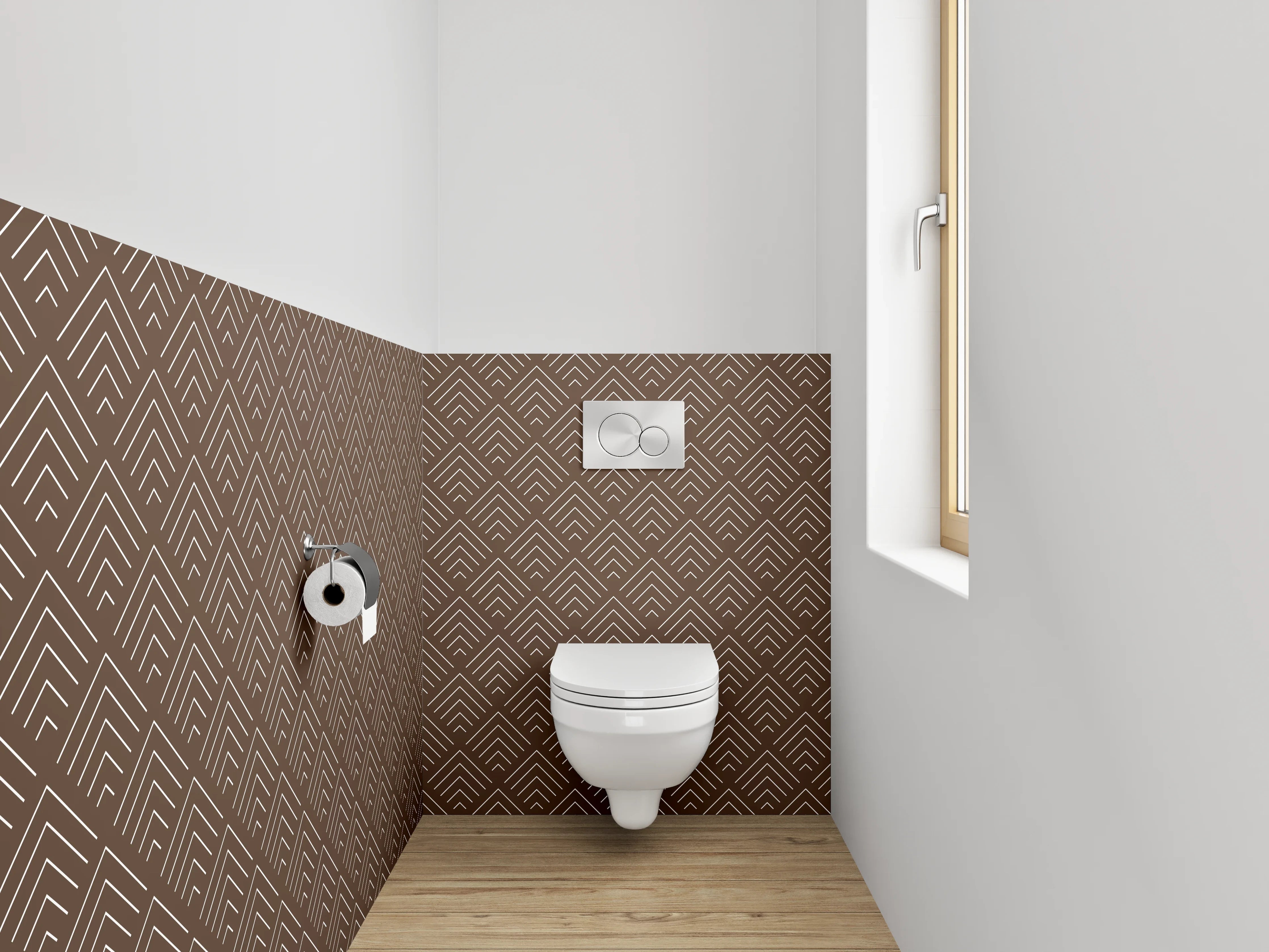WC-Rückwand - Vintage-Geometrie Braun Grauweiß