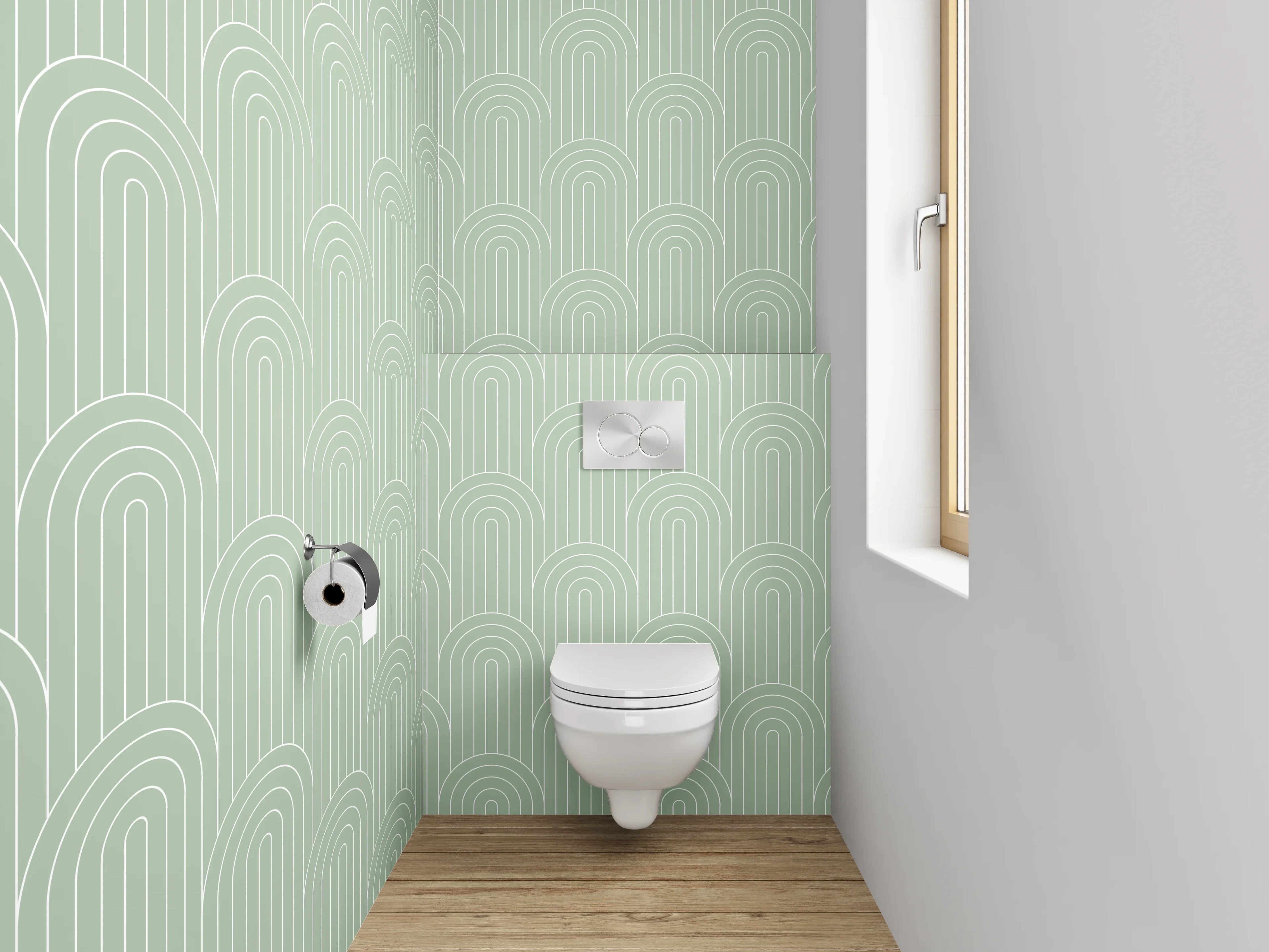 WC-Rückwand - Vintage Halbkreis Muster Mintgrün
