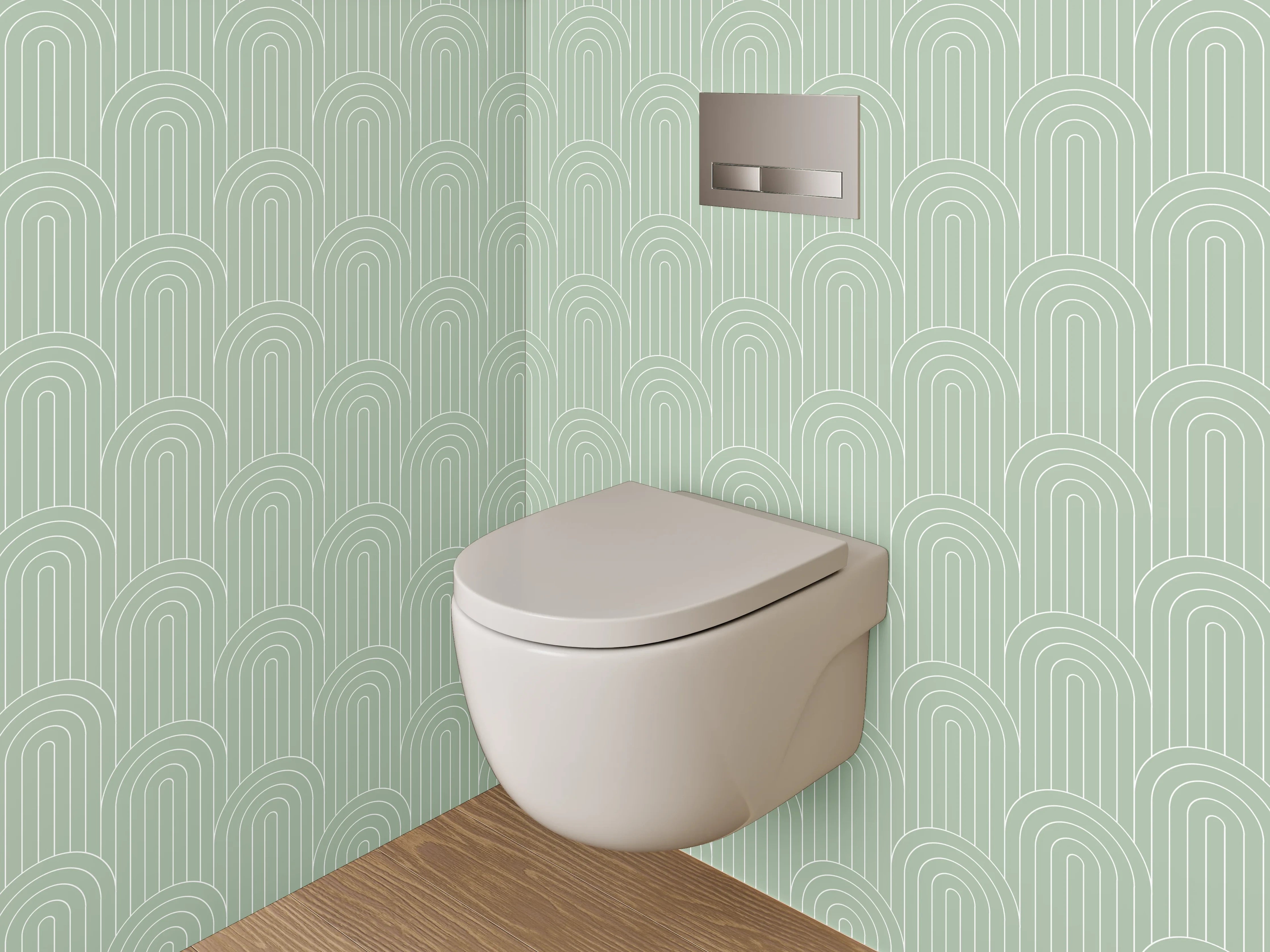 WC-Rückwand - Vintage Halbkreis Muster Mintgrün