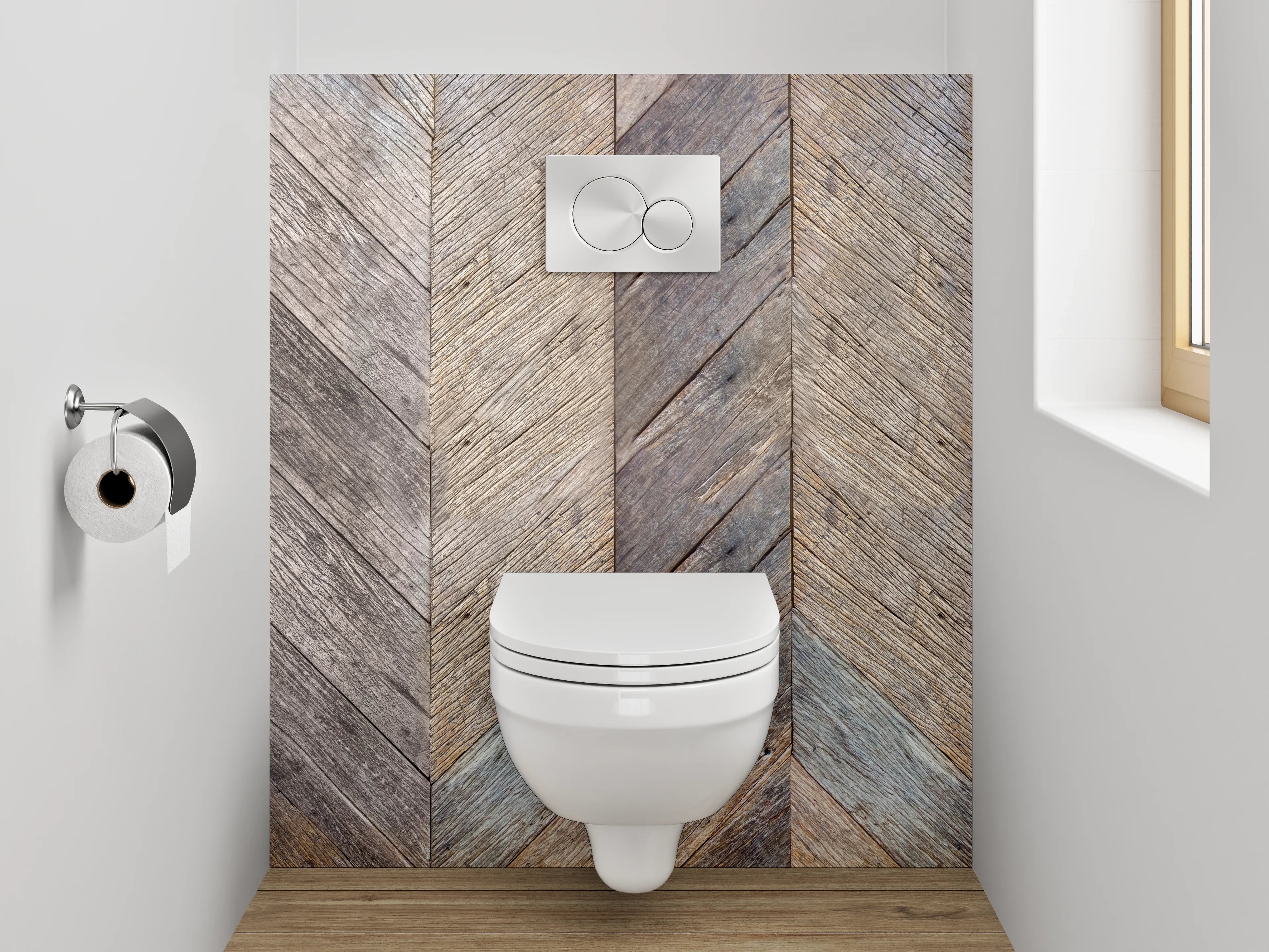 WC-Rückwand - Vintage Holz Chevron Muster