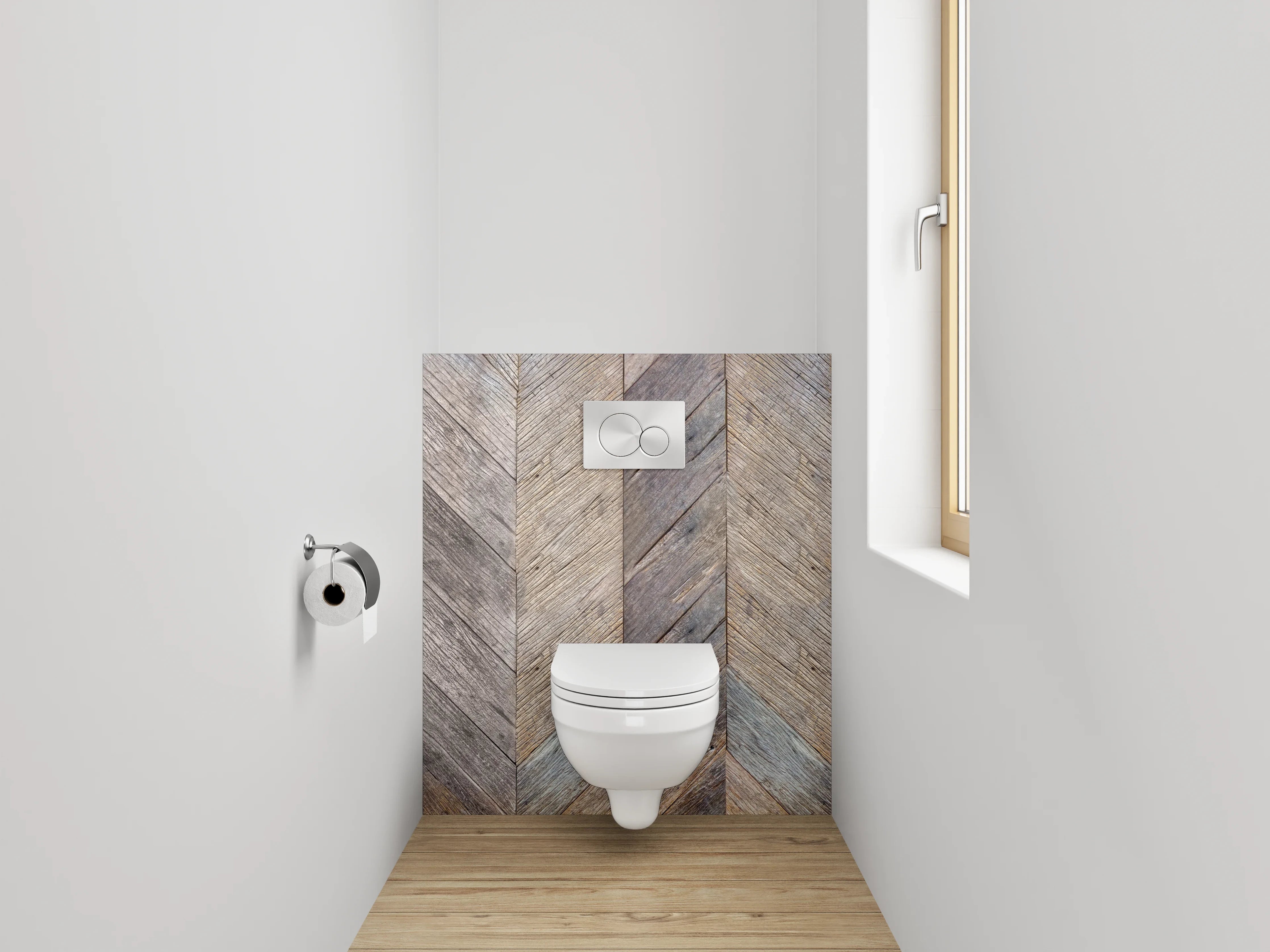 WC-Rückwand - Vintage Holz Chevron Muster