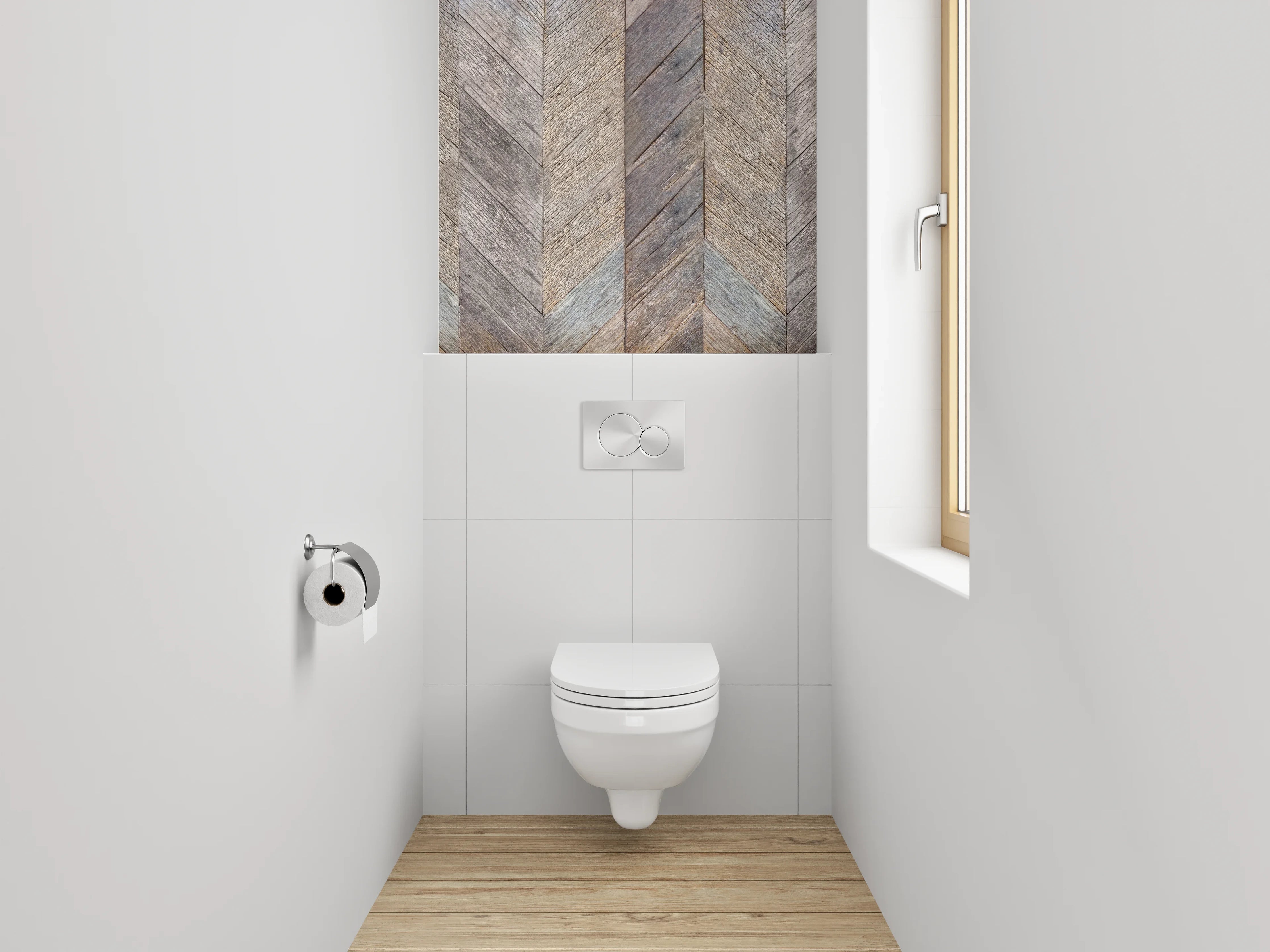 WC-Rückwand - Vintage Holz Chevron Muster