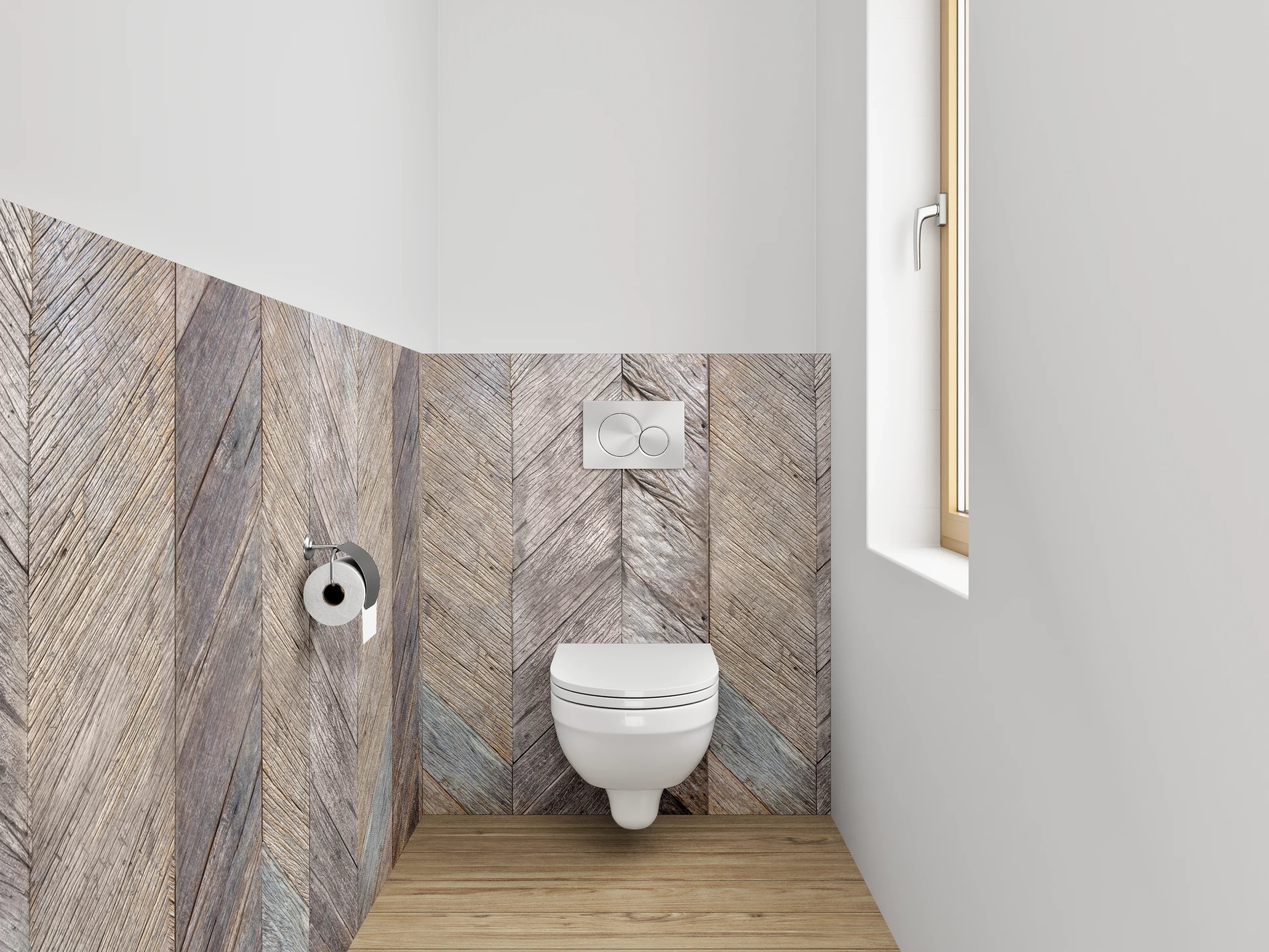 WC-Rückwand - Vintage Holz Chevron Muster