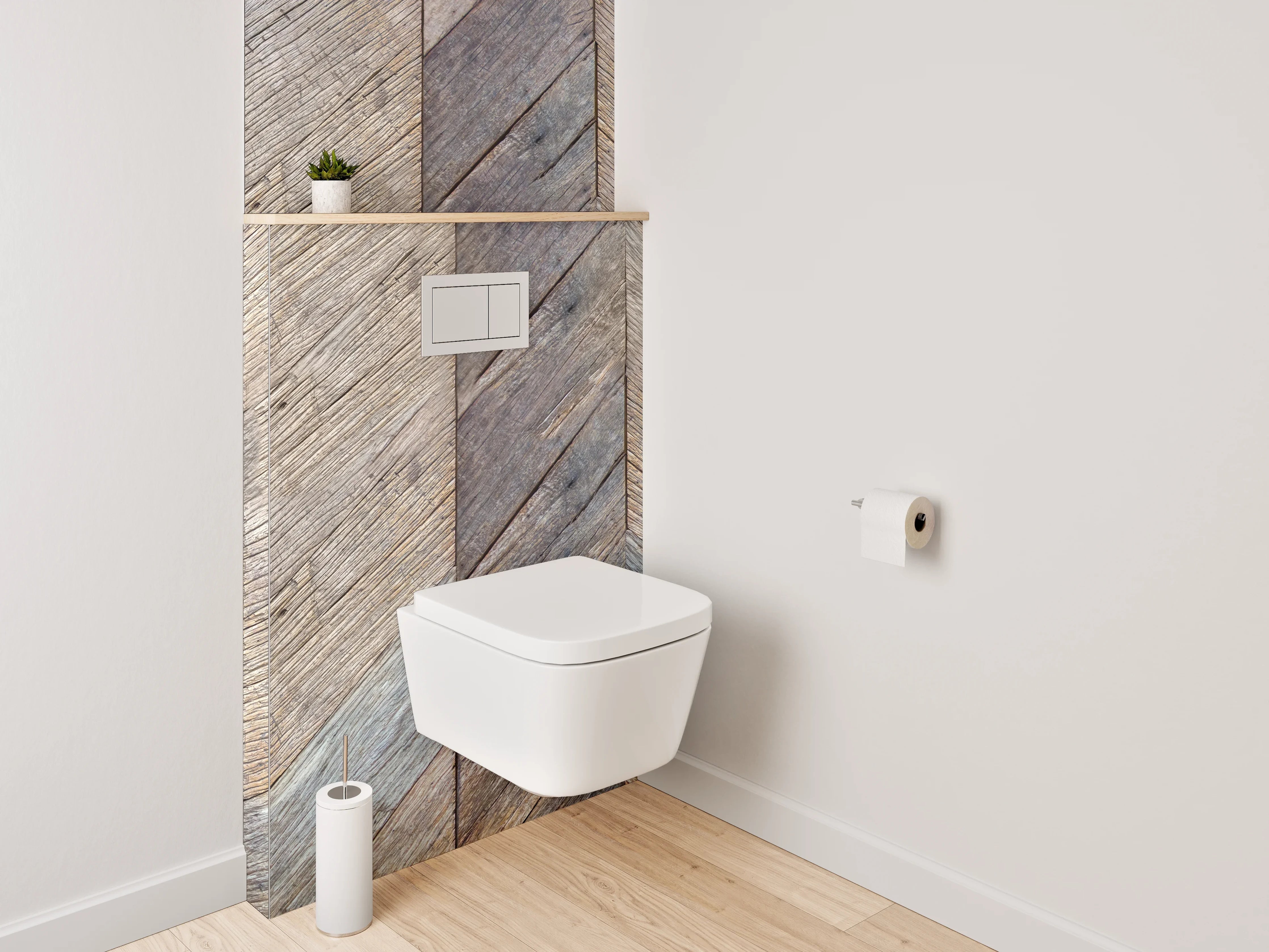 WC-Rückwand - Vintage Holz Chevron Muster